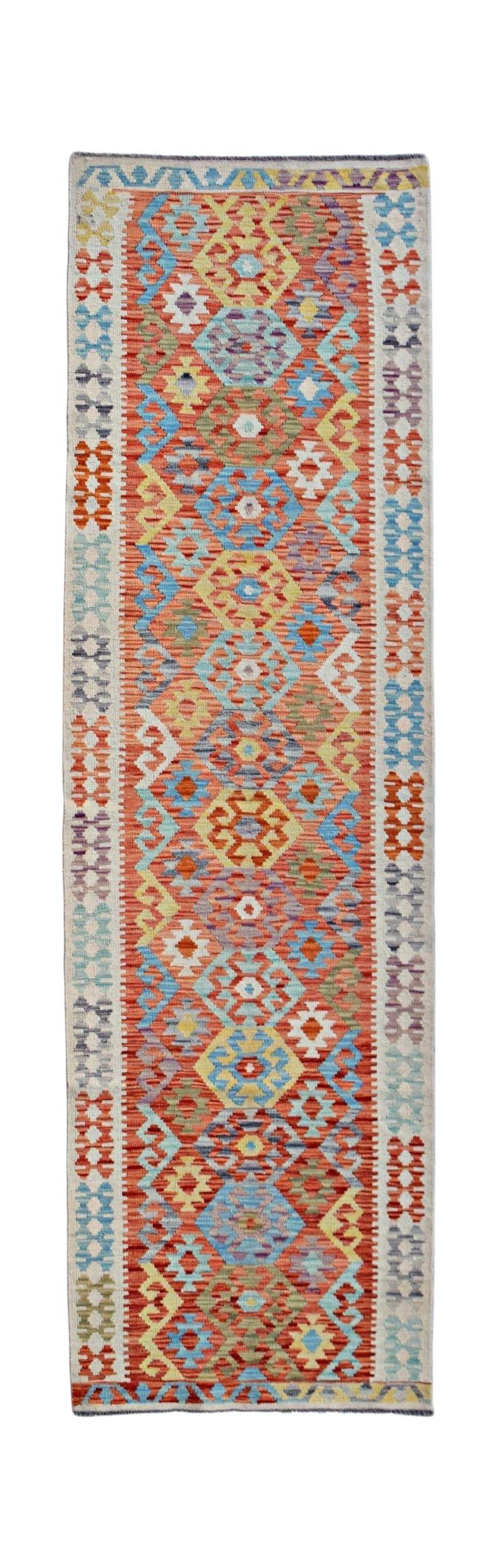 Handmade Maimana Killim Hallway Runner | 290 x 83 cm | 9'7" x 2'9" - Najaf Rugs & Textile