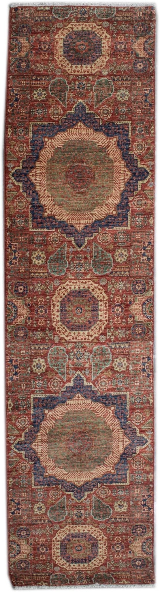 Handmade Mamluk Hallway Runner | 300 x 71 cm | 9'8" x 2'3" - Najaf Rugs & Textile