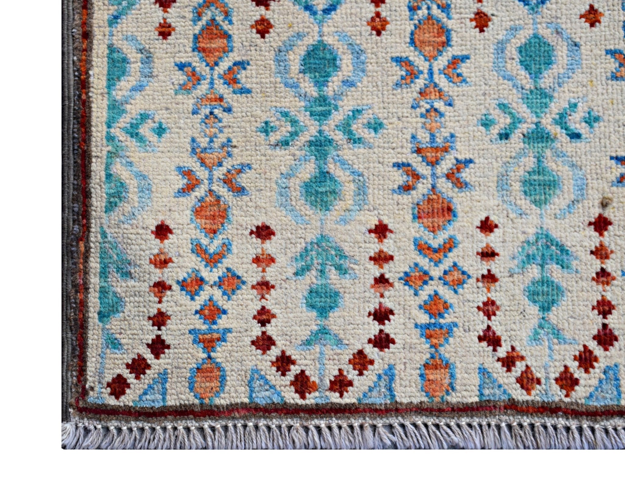 Handmade Mini Afghan Chobi Rug | 102 x 54 cm | 3'5" x 1'9" - Najaf Rugs & Textile