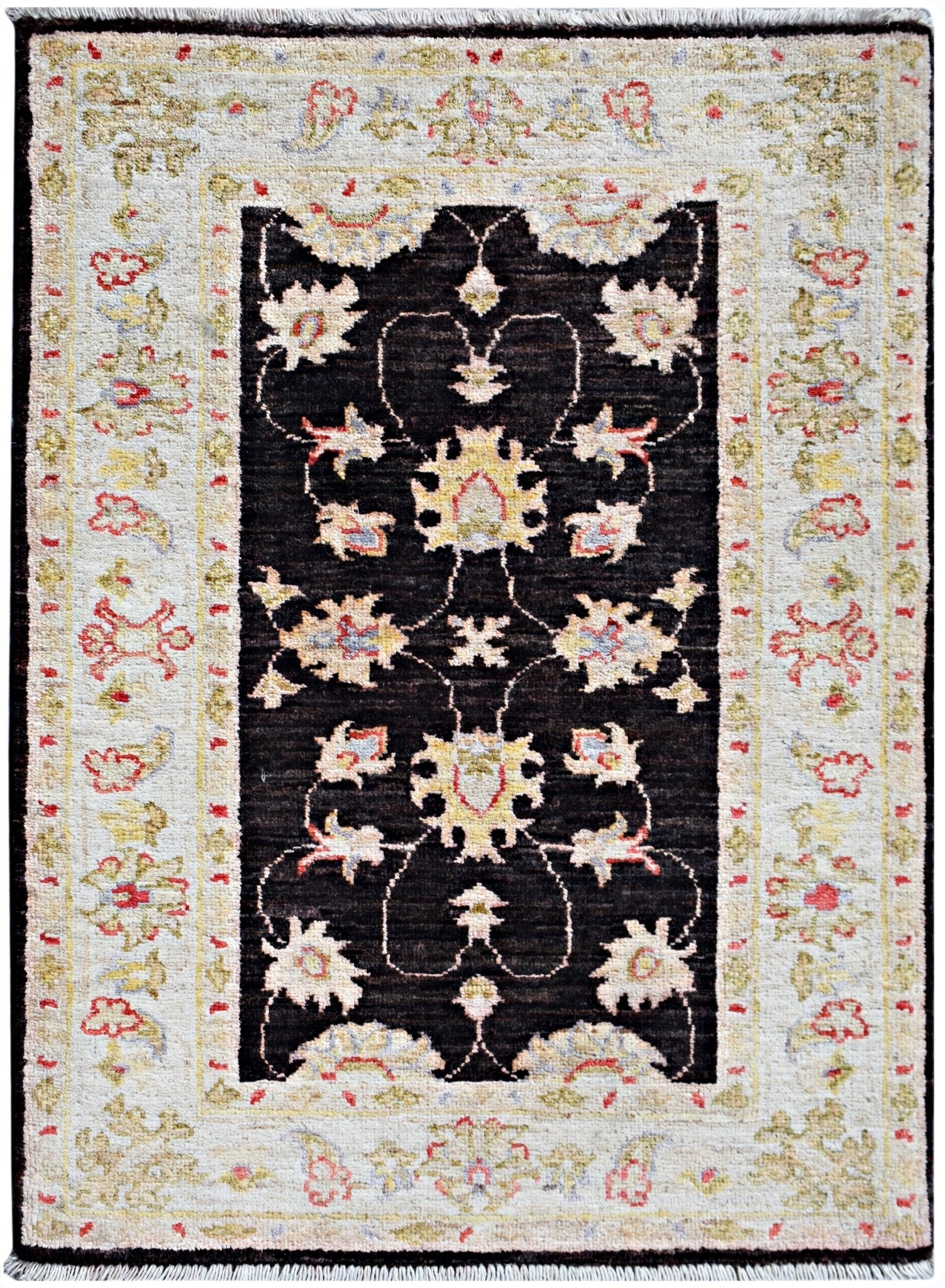 Handmade Mini Afghan Chobi Rug | 87 x 65 cm | 2'10" x 2'2" - Najaf Rugs & Textile