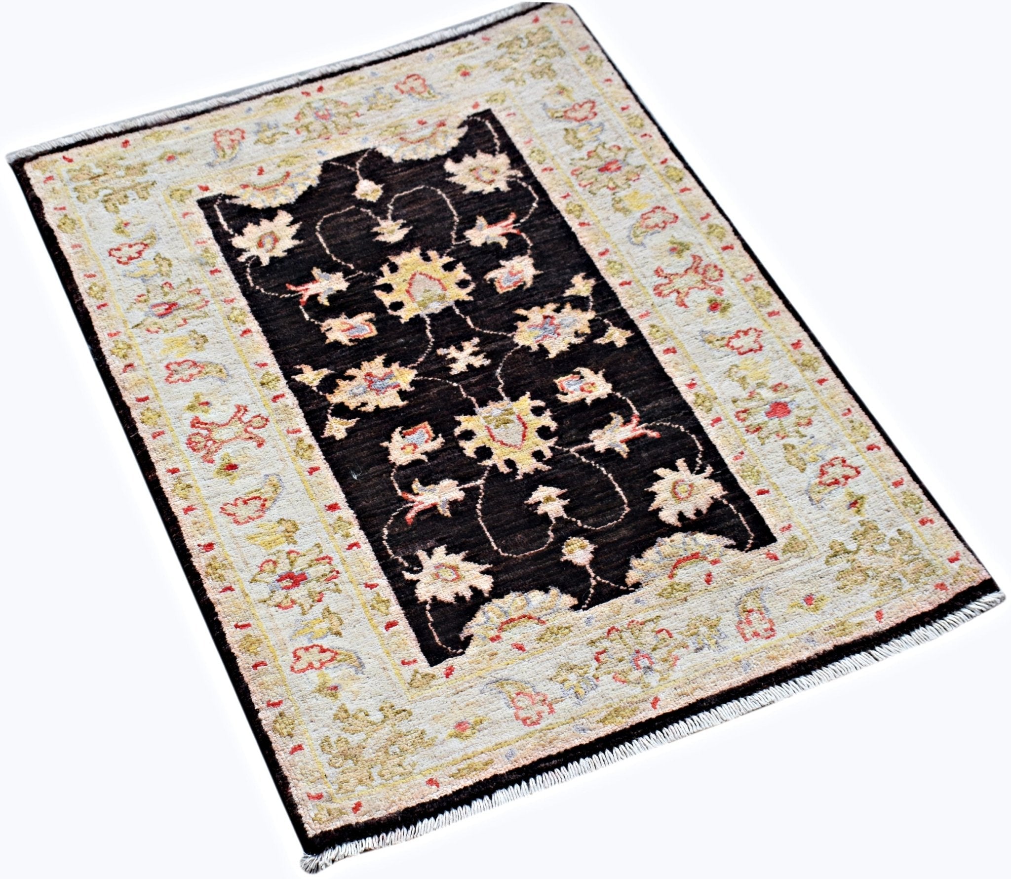 Handmade Mini Afghan Chobi Rug | 87 x 65 cm | 2'10" x 2'2" - Najaf Rugs & Textile