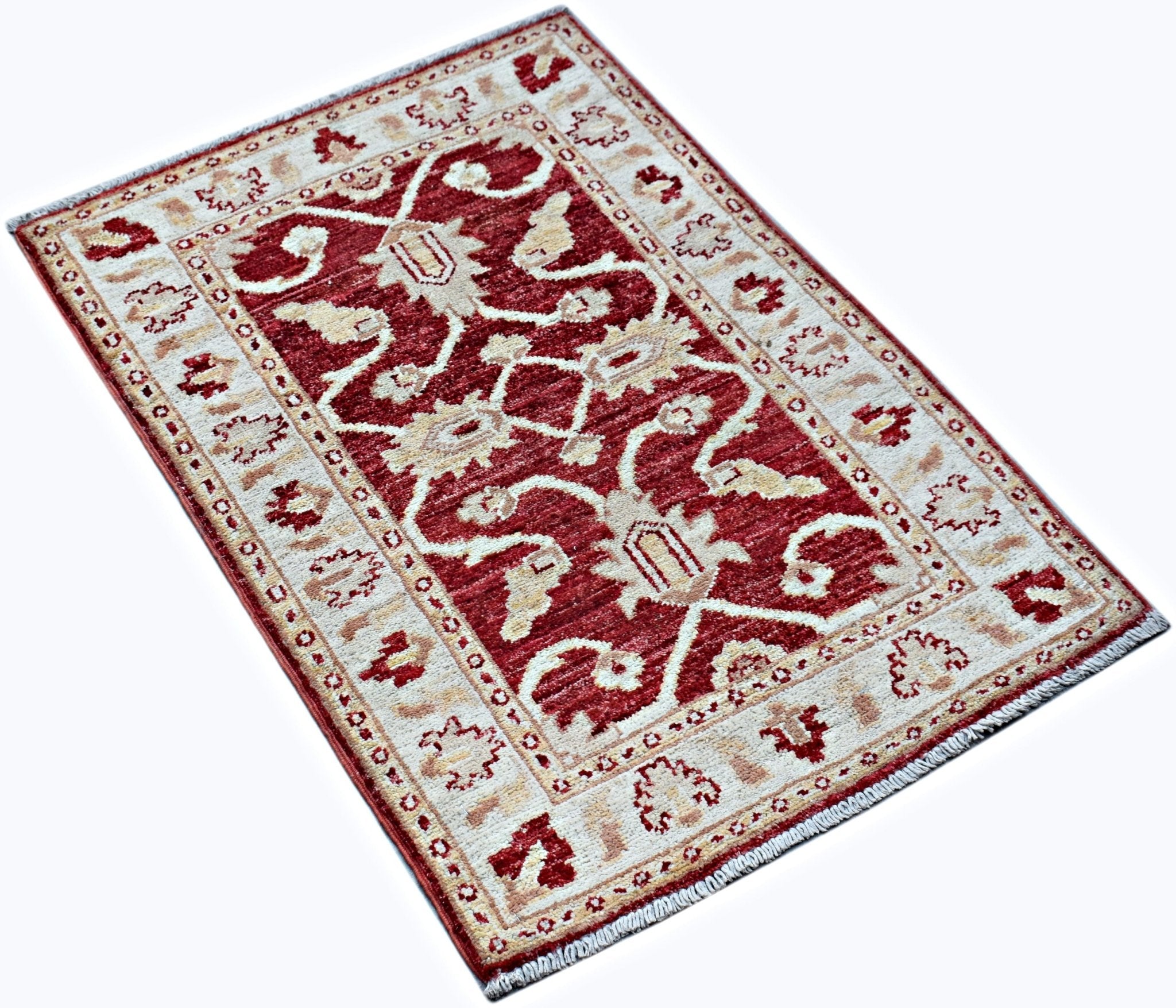 Handmade Mini Afghan Chobi Rug | 91 x 62 cm | 3' x 2' - Najaf Rugs & Textile