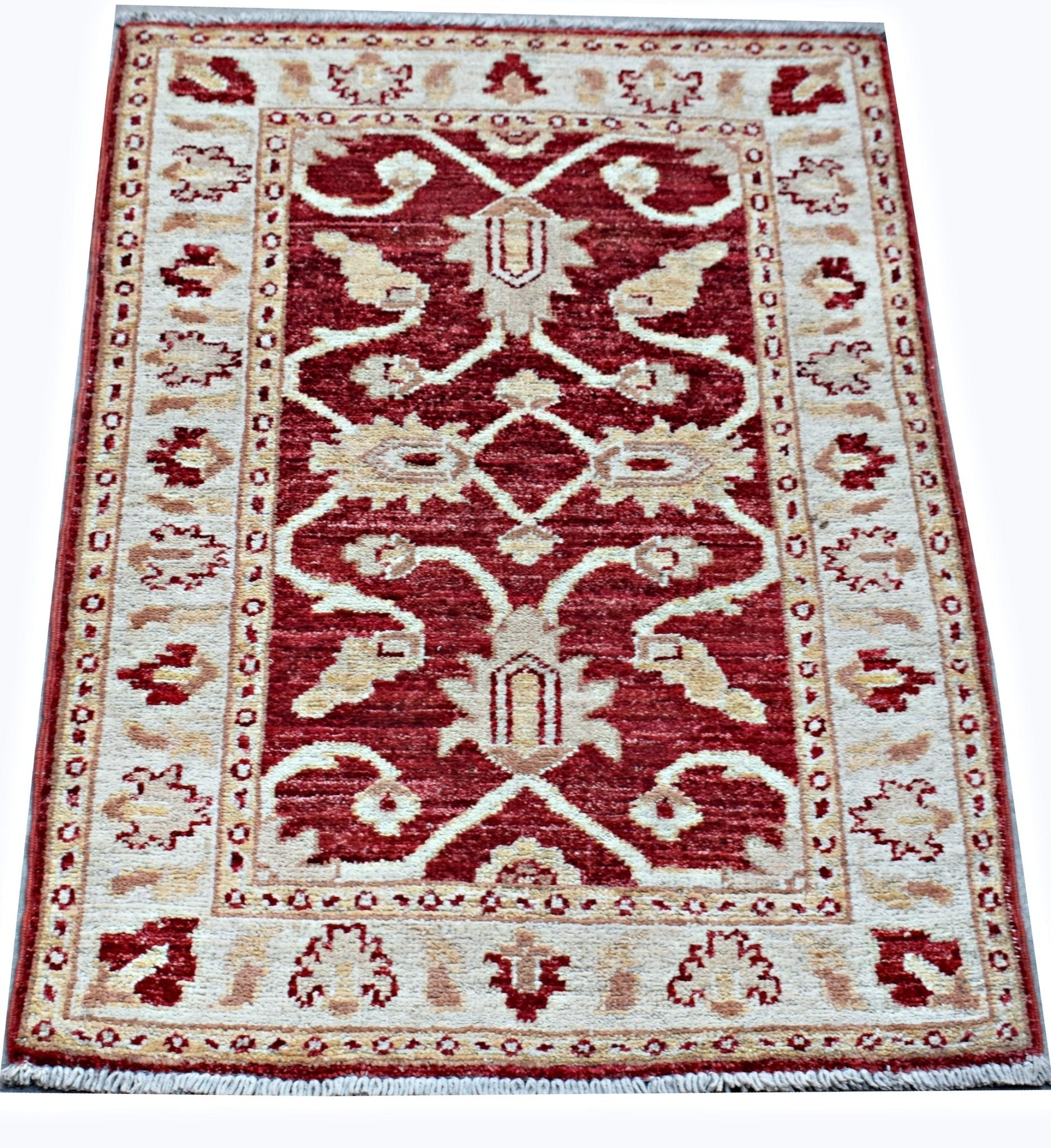 Handmade Mini Afghan Chobi Rug | 91 x 62 cm | 3' x 2' - Najaf Rugs & Textile