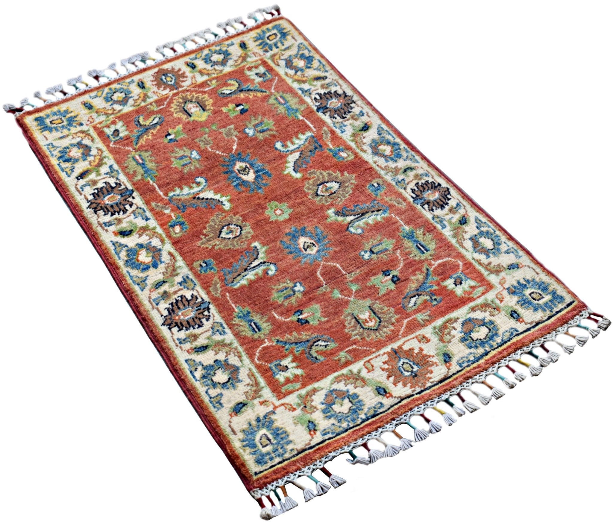Handmade Mini Afghan Chobi Rug | 92 x 59 cm | 3' x 1'11" - Najaf Rugs & Textile