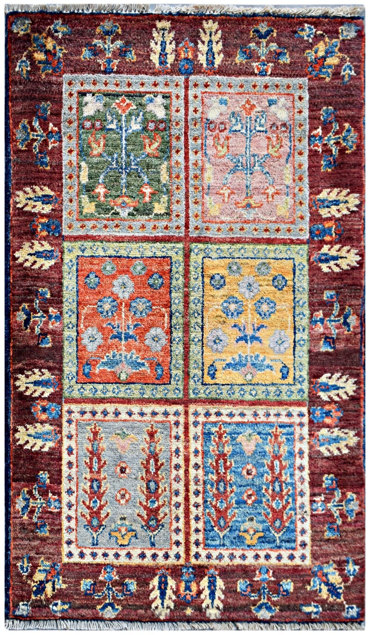 Handmade Mini Afghan Chobi Rug | 93 x 60 cm | 3'1" x 2' - Najaf Rugs & Textile