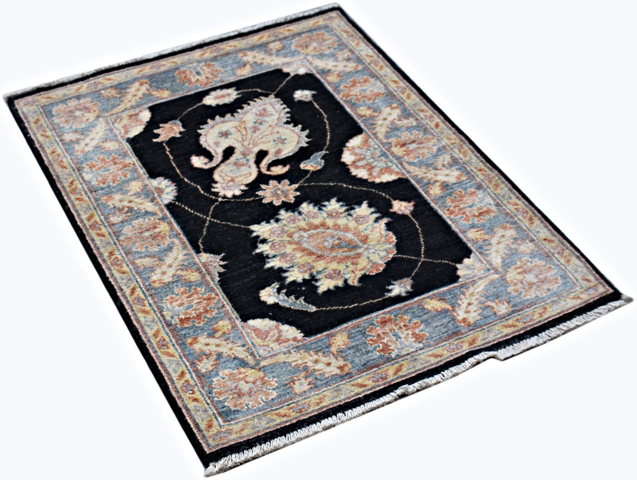 Handmade Mini Afghan Chobi Rug | 94 x 66 cm | 3'1" x 2'3" - Najaf Rugs & Textile