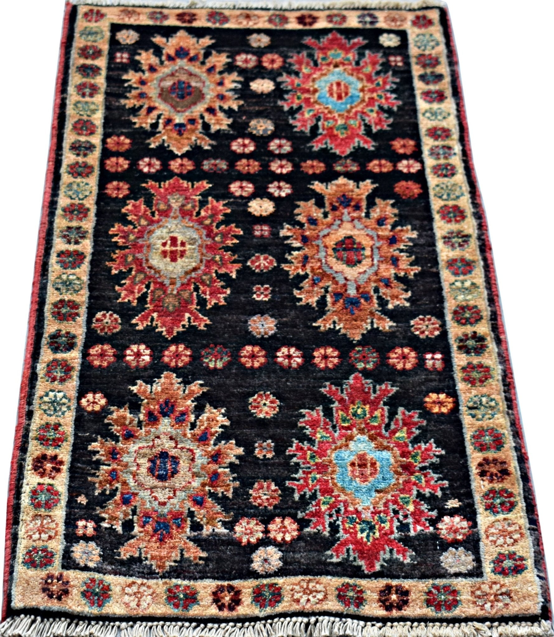 Handmade Mini Afghan Chobi Rug | 95 x 54 cm | 3'2" x 1'9" - Najaf Rugs & Textile