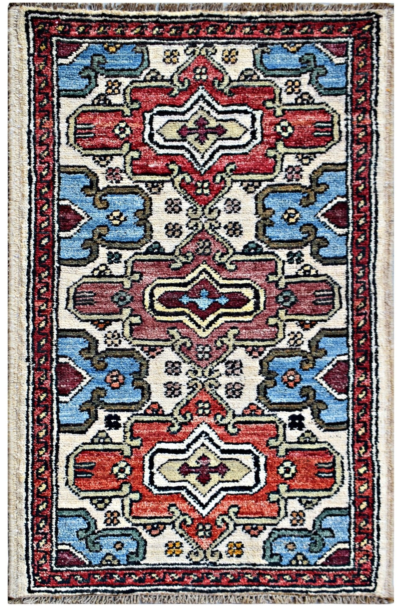 Handmade Mini Afghan Chobi Rug | 97 x 50 cm | 3'2" x 1'8" - Najaf Rugs & Textile