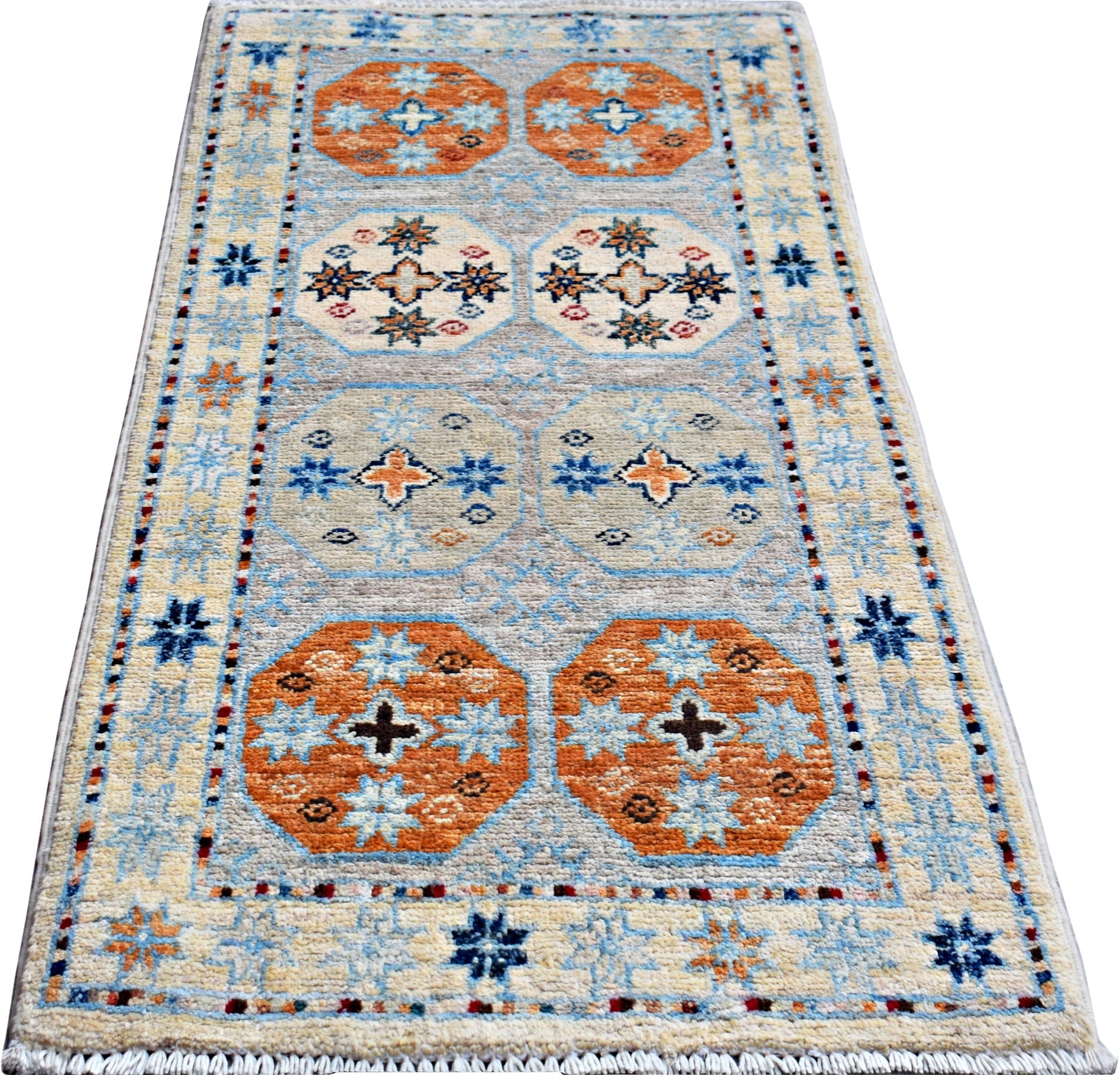 Handmade Mini Afghan Chobi Rug | 97 x 50 cm | 3'2" x 1'8" - Najaf Rugs & Textile