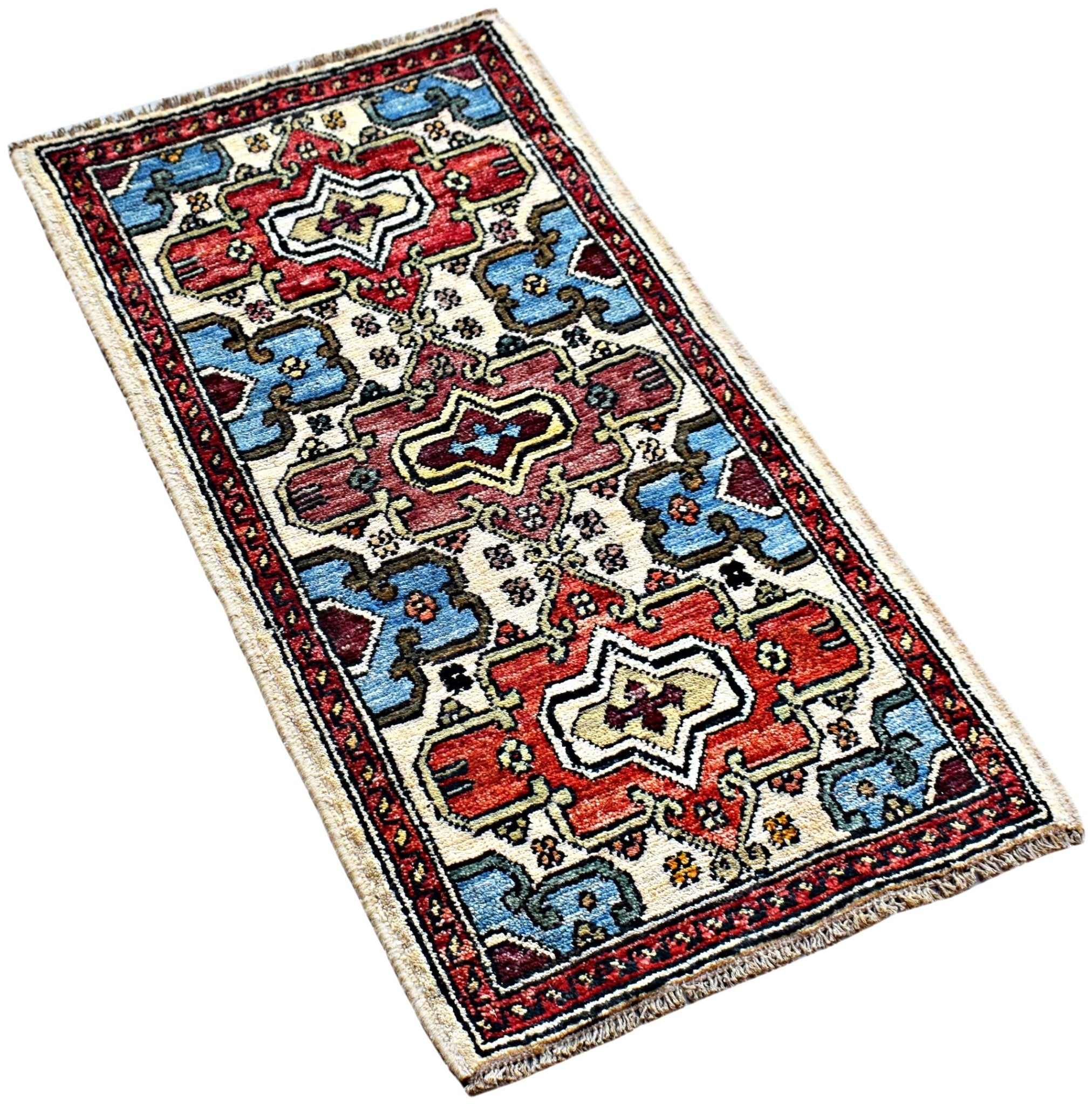Handmade Mini Afghan Chobi Rug | 97 x 50 cm | 3'2" x 1'8" - Najaf Rugs & Textile