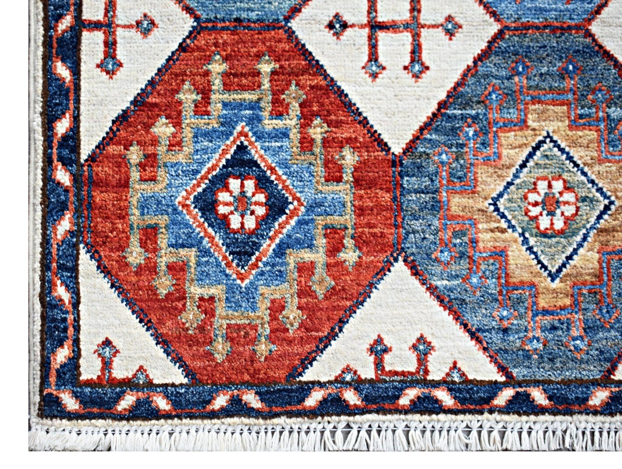 Handmade Mini Afghan Chobi Rug | 97 x 62 cm | 3'3" x 2'1" - Najaf Rugs & Textile