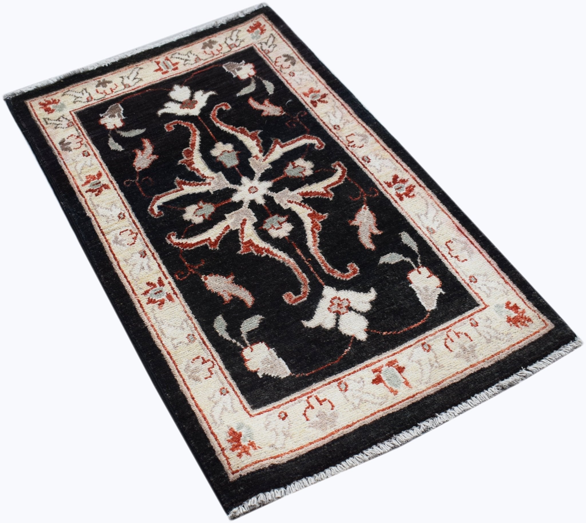 Handmade Mini Afghan Chobi Rug | 98 x 63 cm | 3'3" x 2'1" - Najaf Rugs & Textile