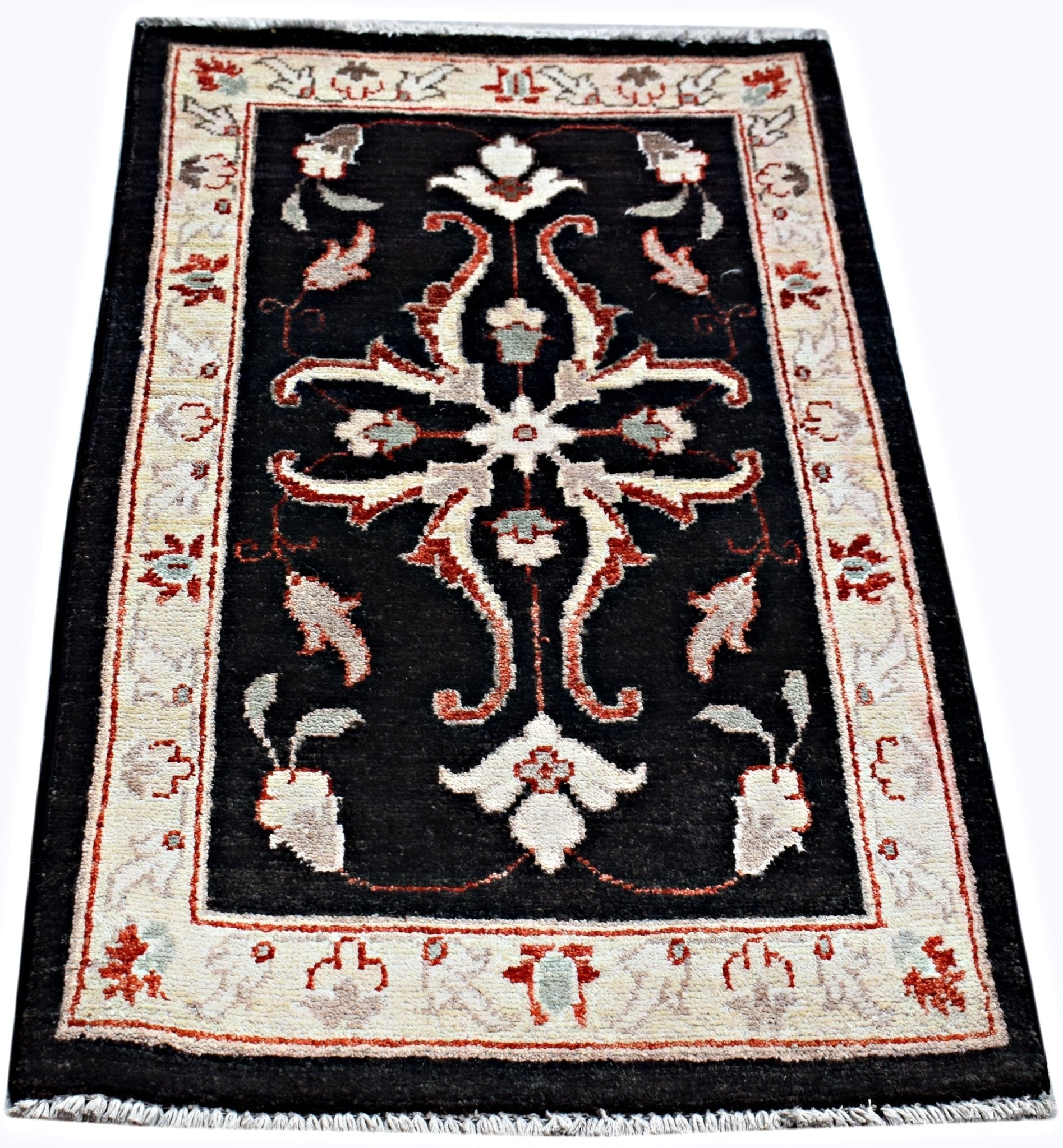 Handmade Mini Afghan Chobi Rug | 98 x 63 cm | 3'3" x 2'1" - Najaf Rugs & Textile