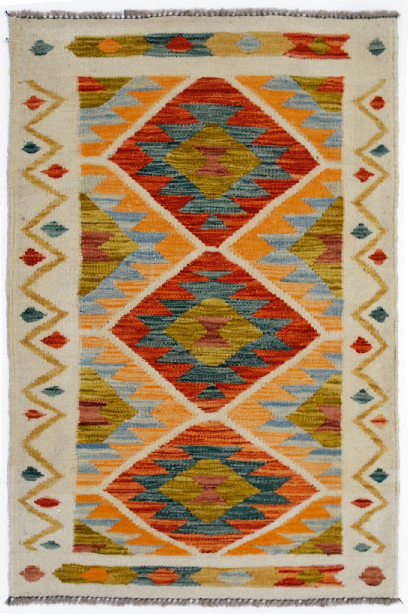 Handmade Mini Afghan Maimana Kilim | 102 x 70 cm | 3'4" x 2'4" - Najaf Rugs & Textile