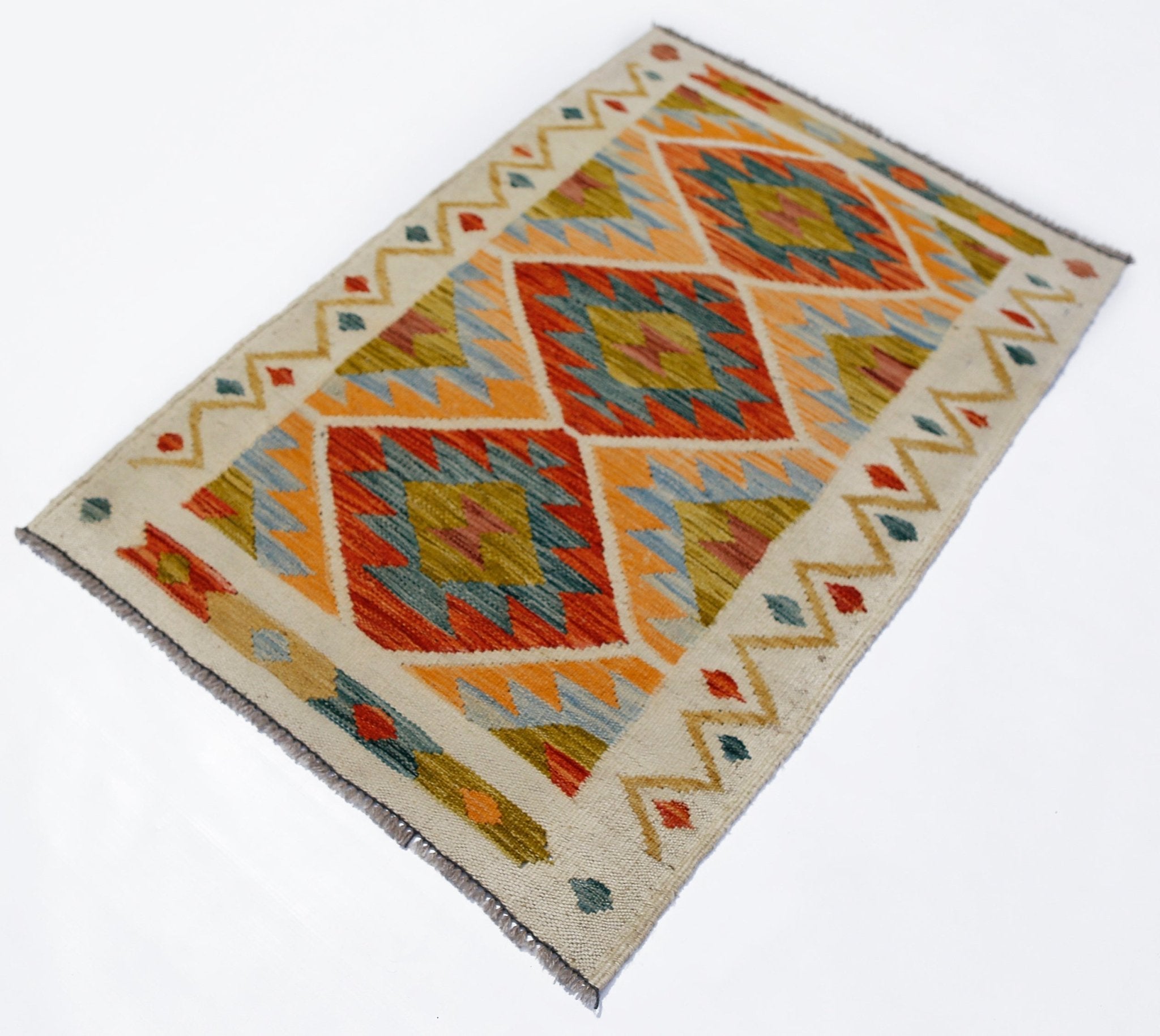 Handmade Mini Afghan Maimana Kilim | 102 x 70 cm | 3'4" x 2'4" - Najaf Rugs & Textile