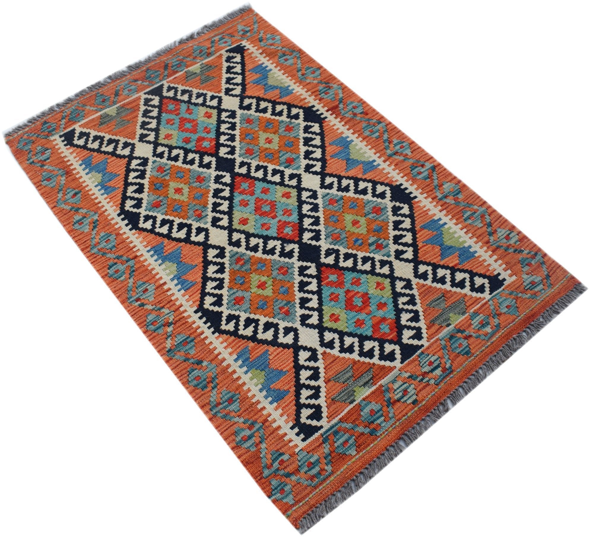 Handmade Mini Afghan Maimana Kilim | 117 x 76 cm | 3'10" x 2'7" - Najaf Rugs & Textile