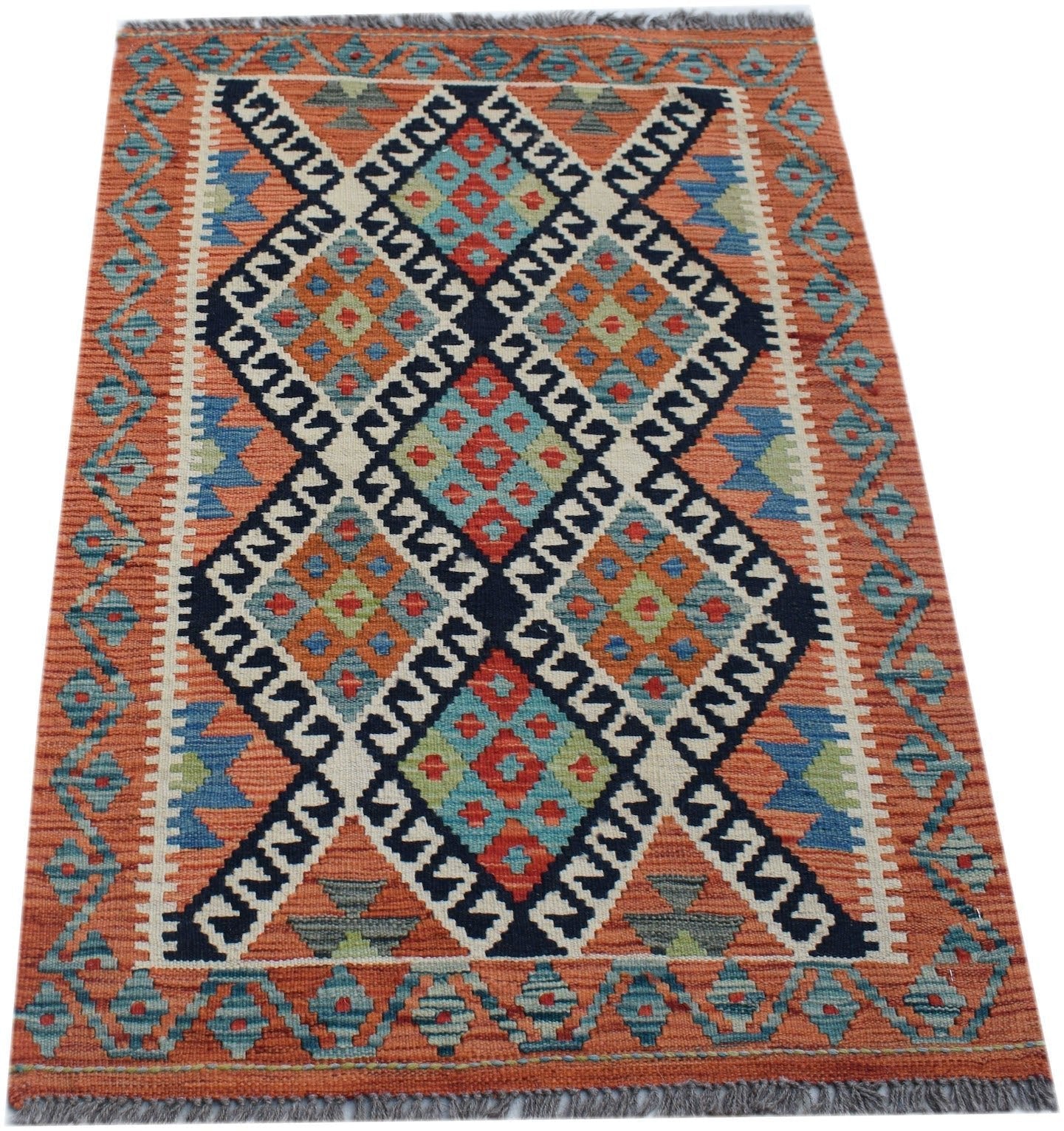 Handmade Mini Afghan Maimana Kilim | 117 x 76 cm | 3'10" x 2'7" - Najaf Rugs & Textile