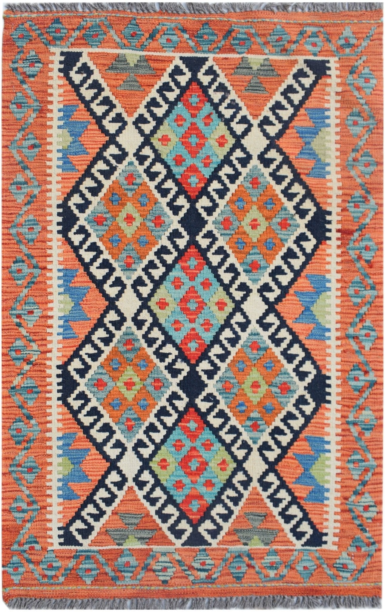 Handmade Mini Afghan Maimana Kilim | 117 x 76 cm | 3'10" x 2'7" - Najaf Rugs & Textile