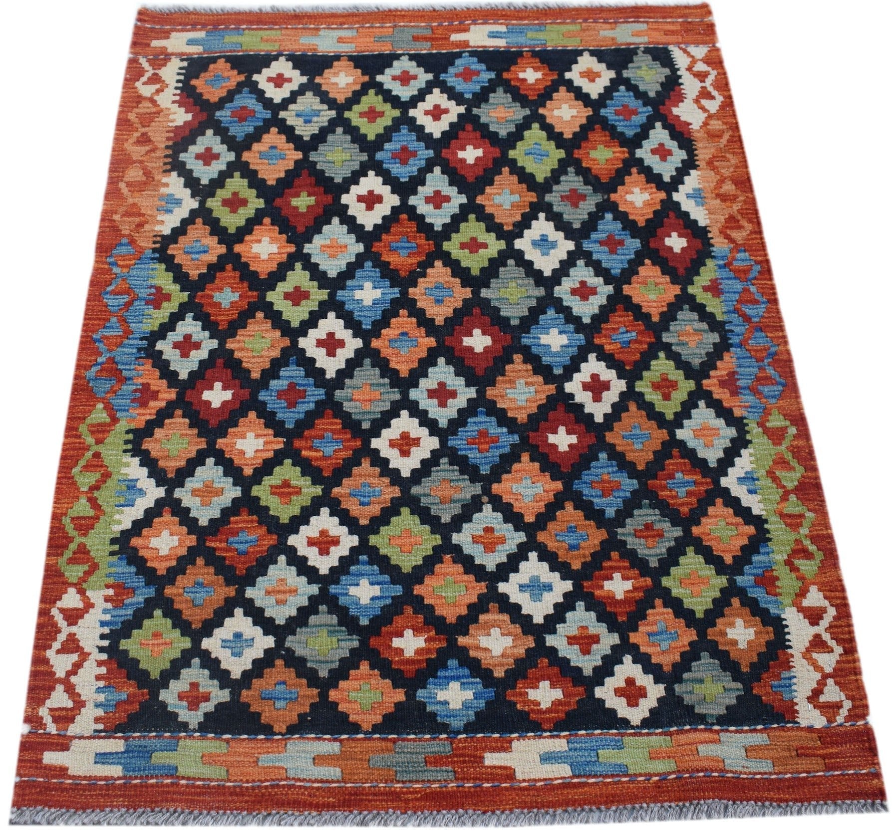 Handmade Mini Afghan Maimana Kilim | 122 x 92 cm | 4' x 3' - Najaf Rugs & Textile