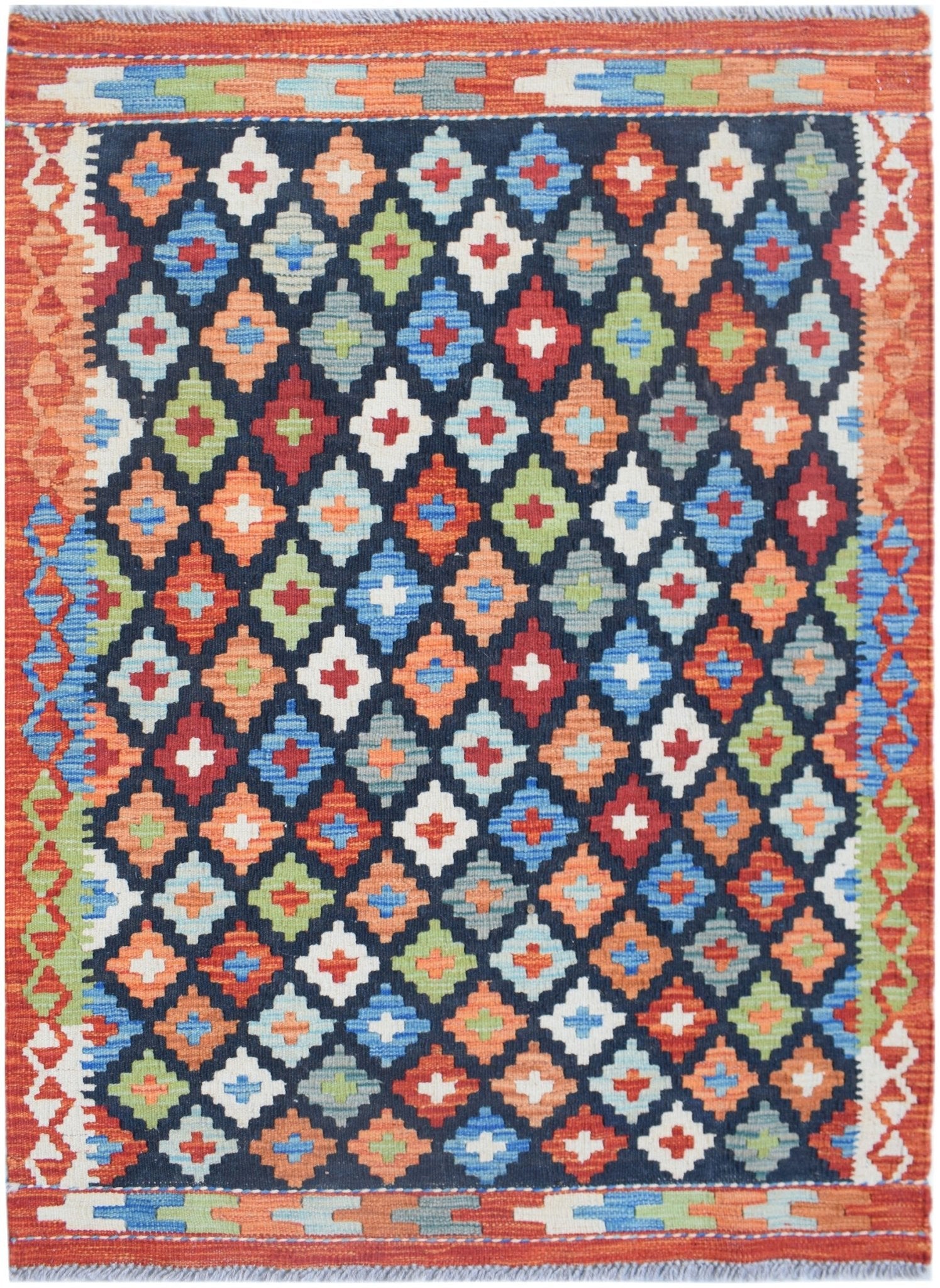 Handmade Mini Afghan Maimana Kilim | 122 x 92 cm | 4' x 3' - Najaf Rugs & Textile