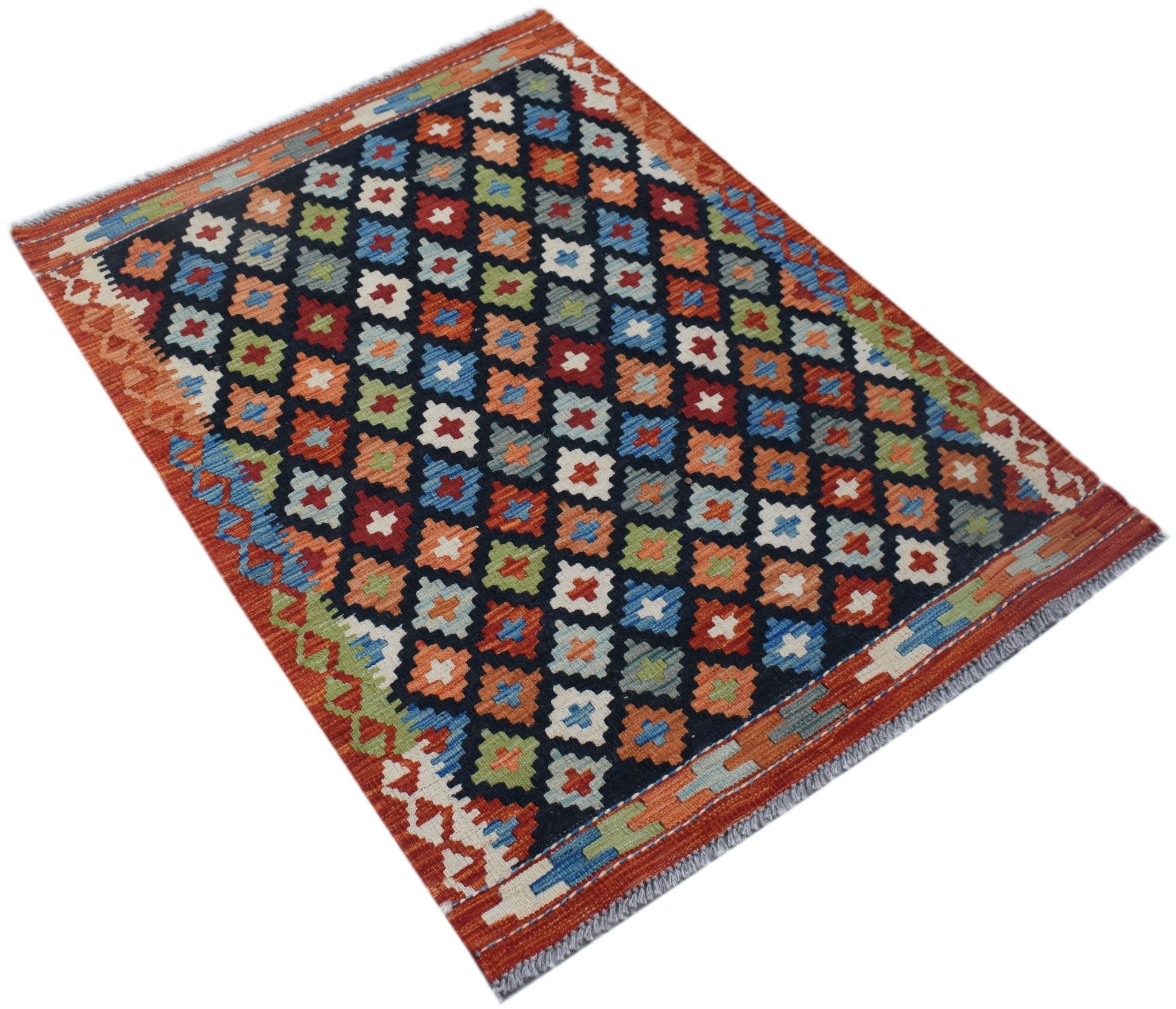 Handmade Mini Afghan Maimana Kilim | 122 x 92 cm | 4' x 3' - Najaf Rugs & Textile