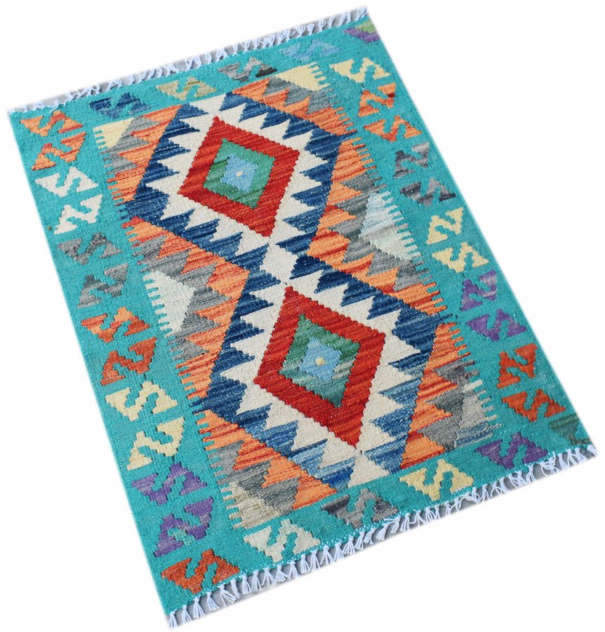 Handmade Mini Afghan Maimana Kilim | 83 x 66 cm | 2'9" x 2'2" - Najaf Rugs & Textile