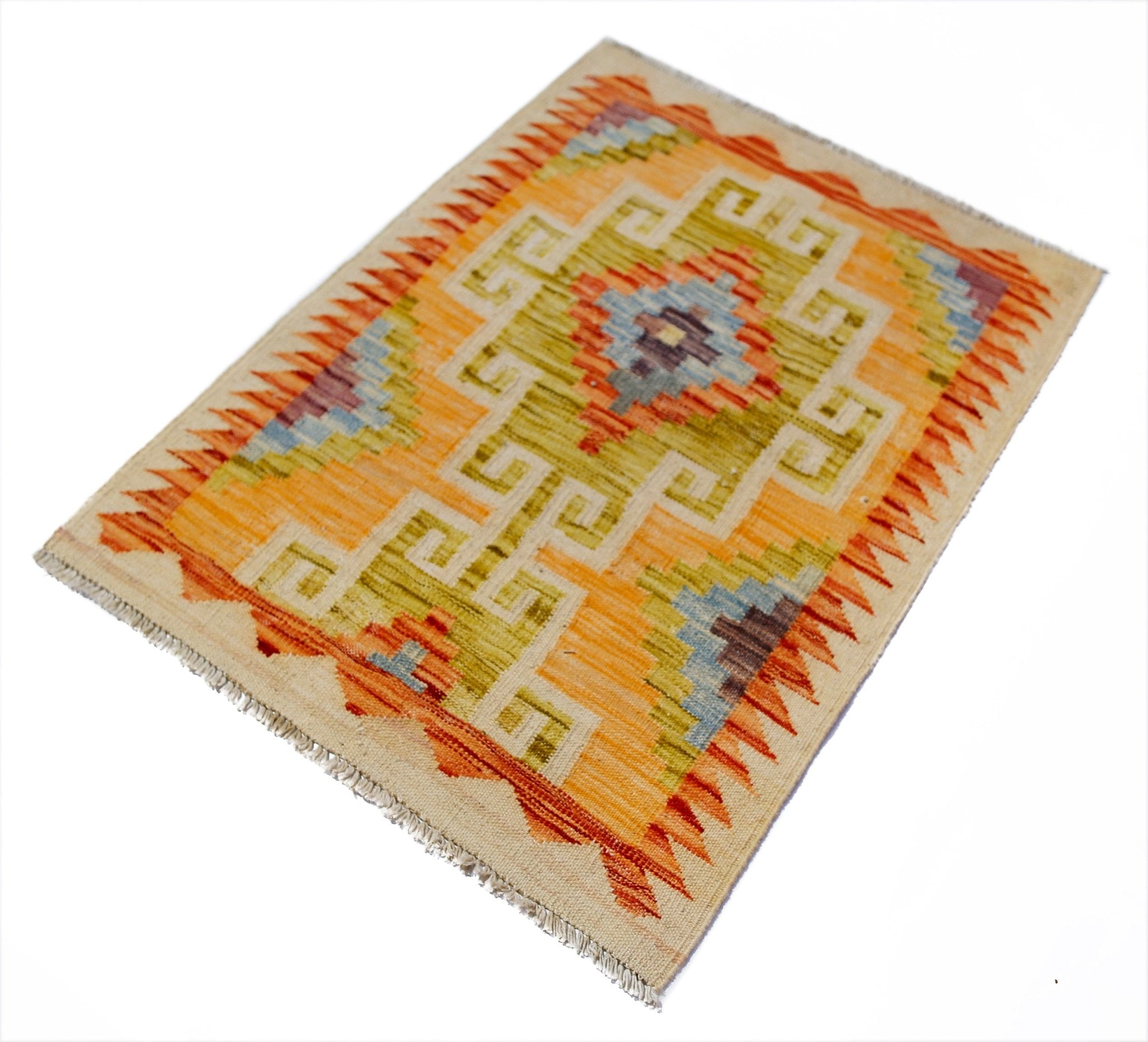 Handmade Mini Afghan Maimana Kilim | 84 x 65 cm | 2'9" x 2'11" - Najaf Rugs & Textile