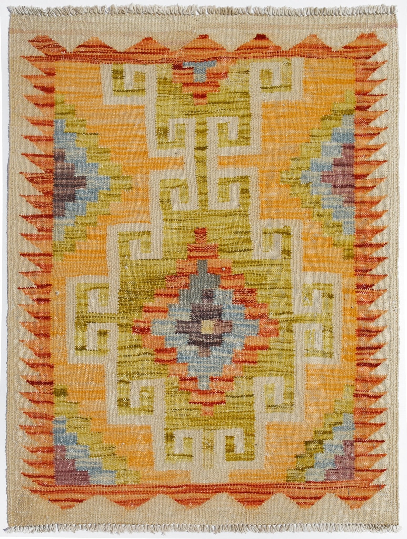 Handmade Mini Afghan Maimana Kilim | 84 x 65 cm | 2'9" x 2'11" - Najaf Rugs & Textile