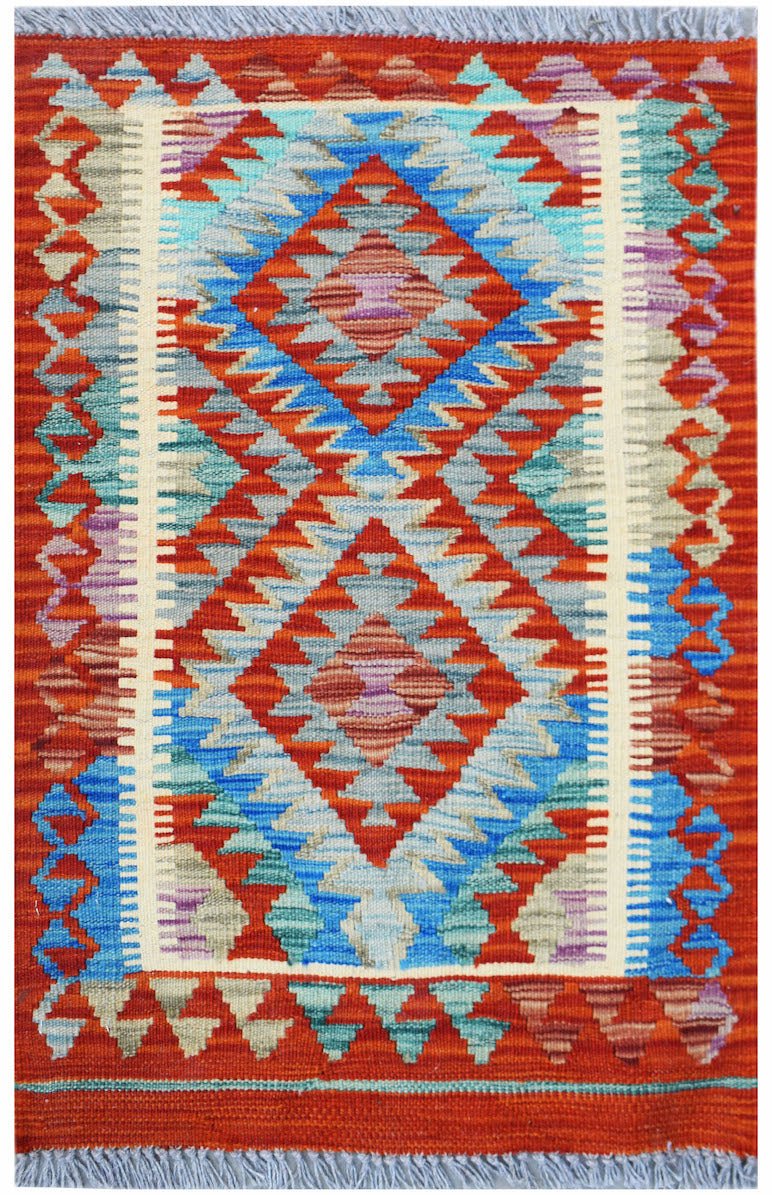 Handmade Mini Afghan Maimana Kilim | 86 x 62 cm | 2'10" x 2' - Najaf Rugs & Textile
