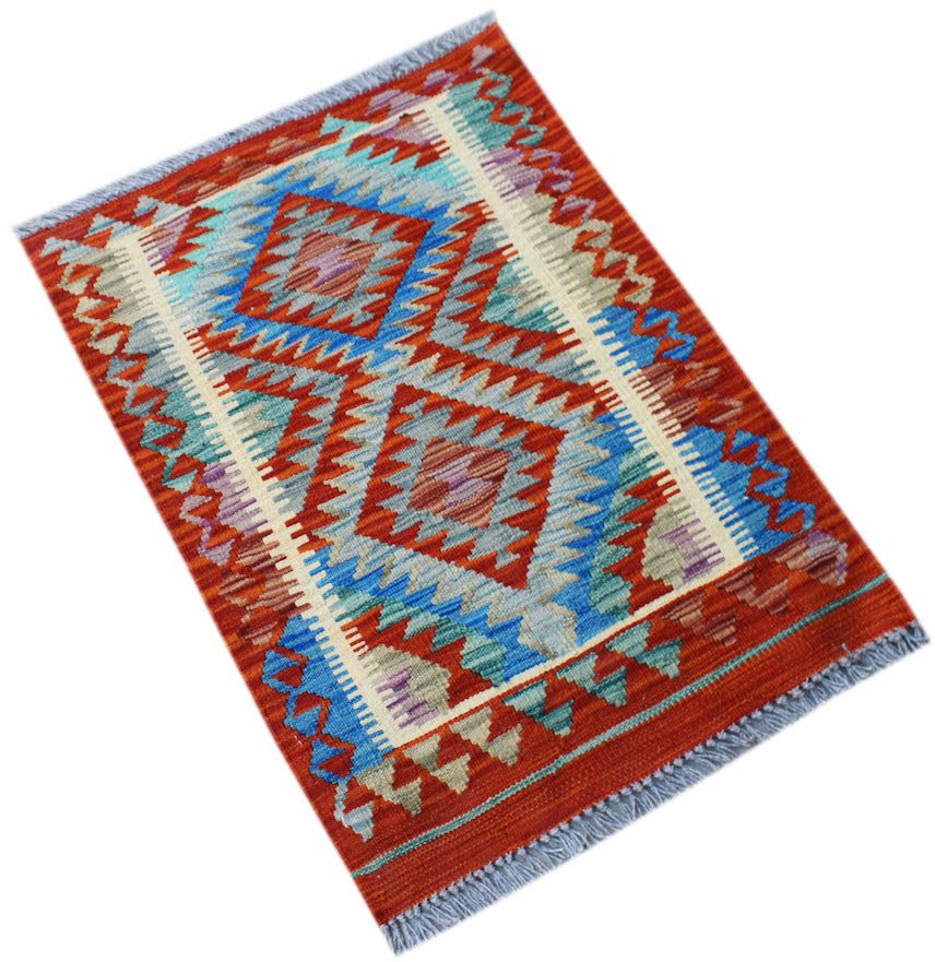 Handmade Mini Afghan Maimana Kilim | 86 x 62 cm | 2'10" x 2' - Najaf Rugs & Textile