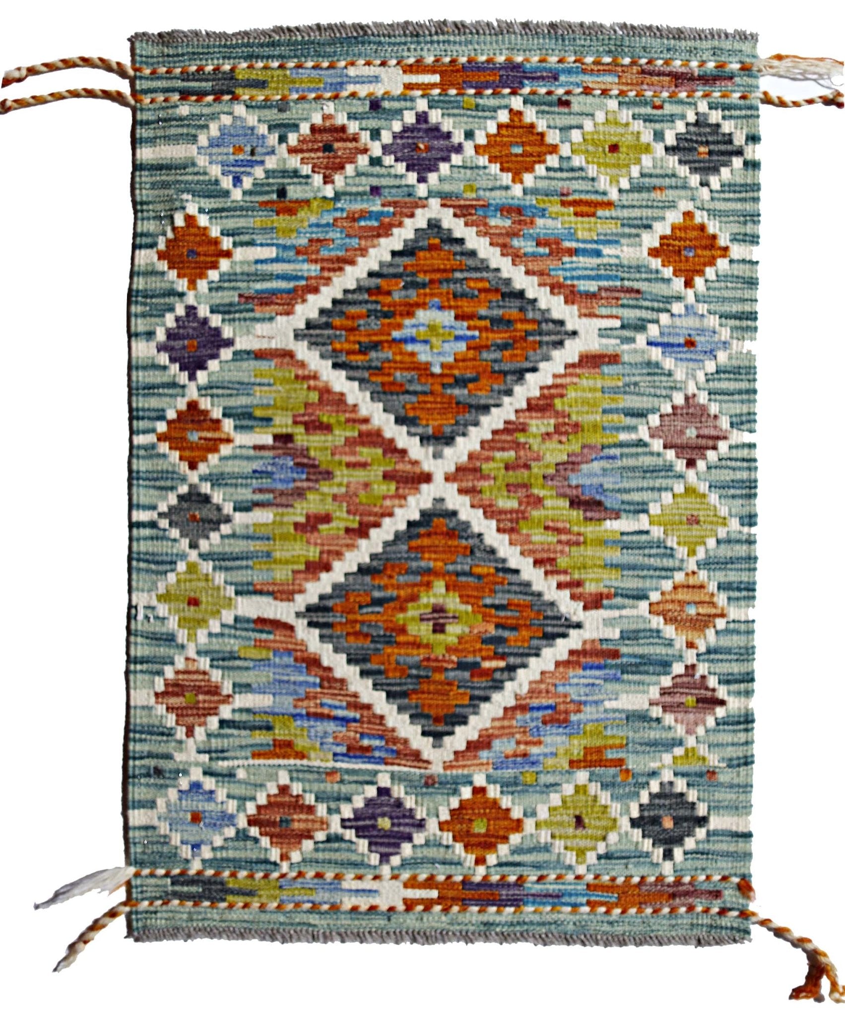 Handmade Mini Afghan Maimana Kilim | 87 x 59 cm | 2'10" x 1'11" - Najaf Rugs & Textile