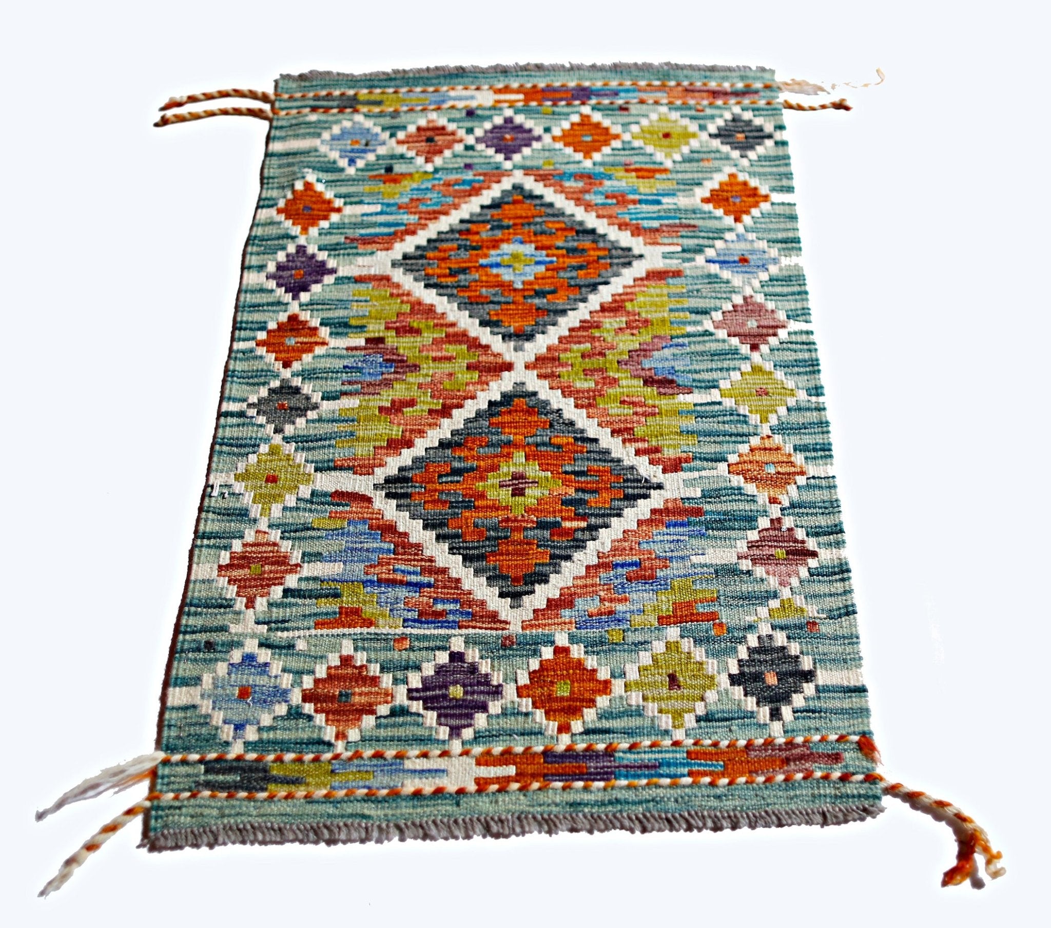 Handmade Mini Afghan Maimana Kilim | 87 x 59 cm | 2'10" x 1'11" - Najaf Rugs & Textile