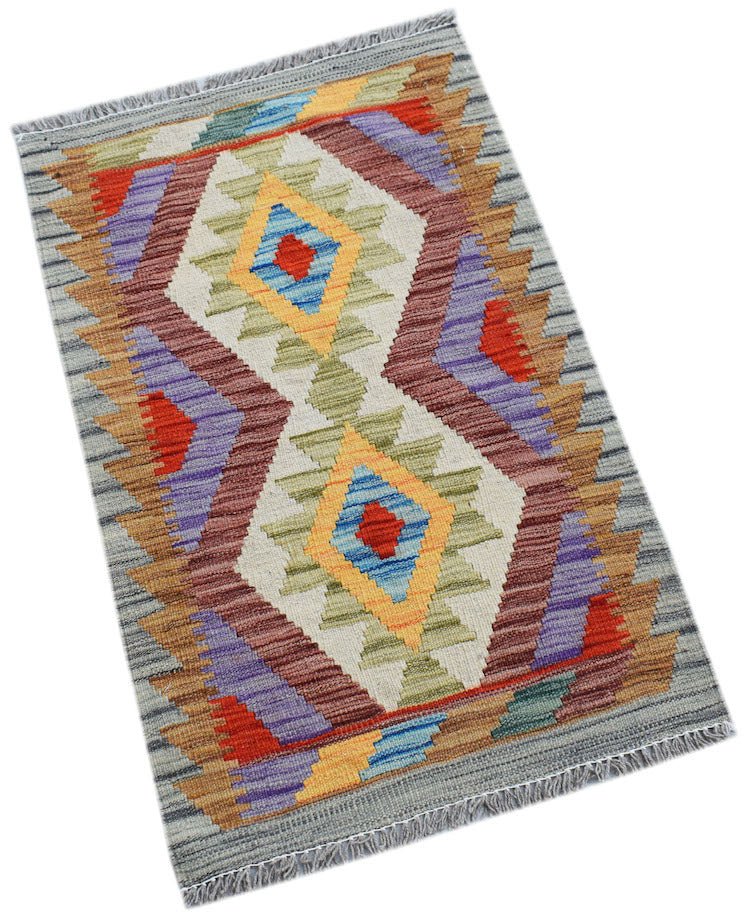Handmade Mini Afghan Maimana Kilim | 87 x 60 cm | 2'10" x 2' - Najaf Rugs & Textile