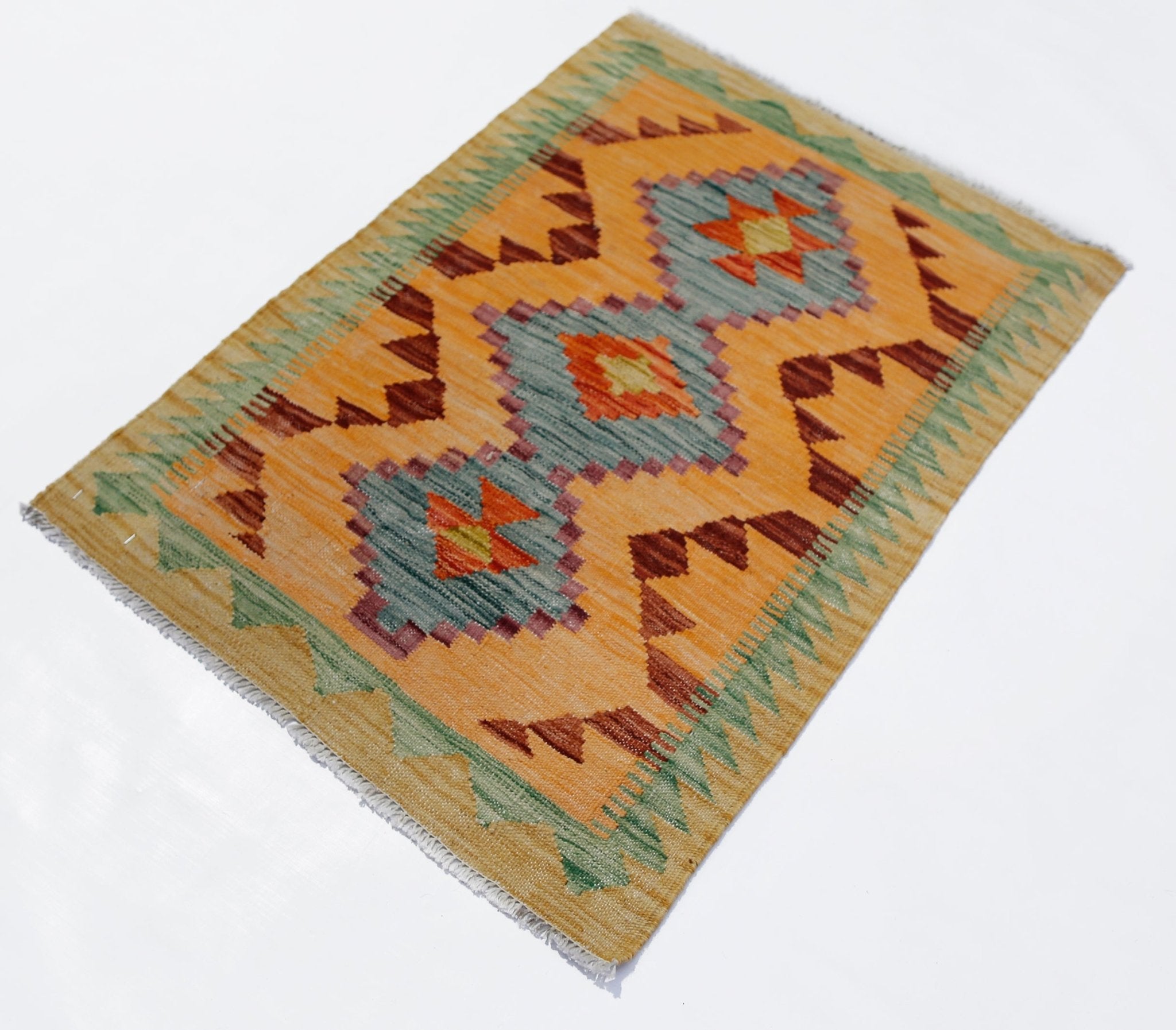 Handmade Mini Afghan Maimana Kilim | 87 x 62 cm | 2'10" x 2'1" - Najaf Rugs & Textile