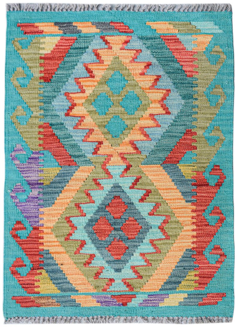 Handmade Mini Afghan Maimana Kilim | 87 x 62 cm | 2'10" x 2'1" - Najaf Rugs & Textile