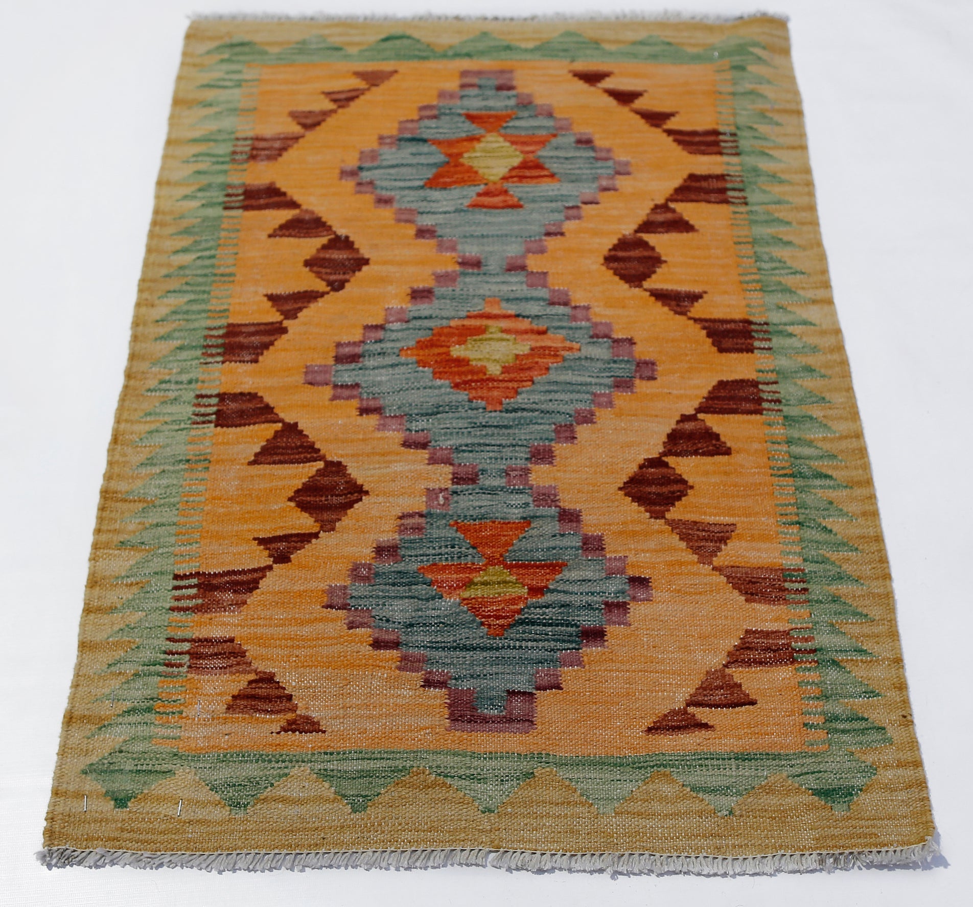 Handmade Mini Afghan Maimana Kilim | 87 x 62 cm | 2'10" x 2'1" - Najaf Rugs & Textile