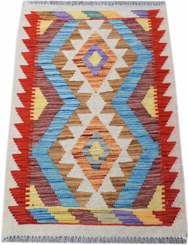 Handmade Mini Afghan Maimana Kilim | 88 x 60 cm | 2'11" x 2' - Najaf Rugs & Textile