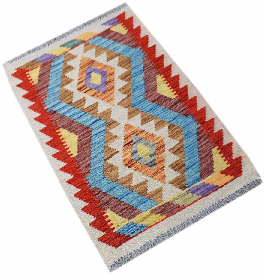 Handmade Mini Afghan Maimana Kilim | 88 x 60 cm | 2'11" x 2' - Najaf Rugs & Textile