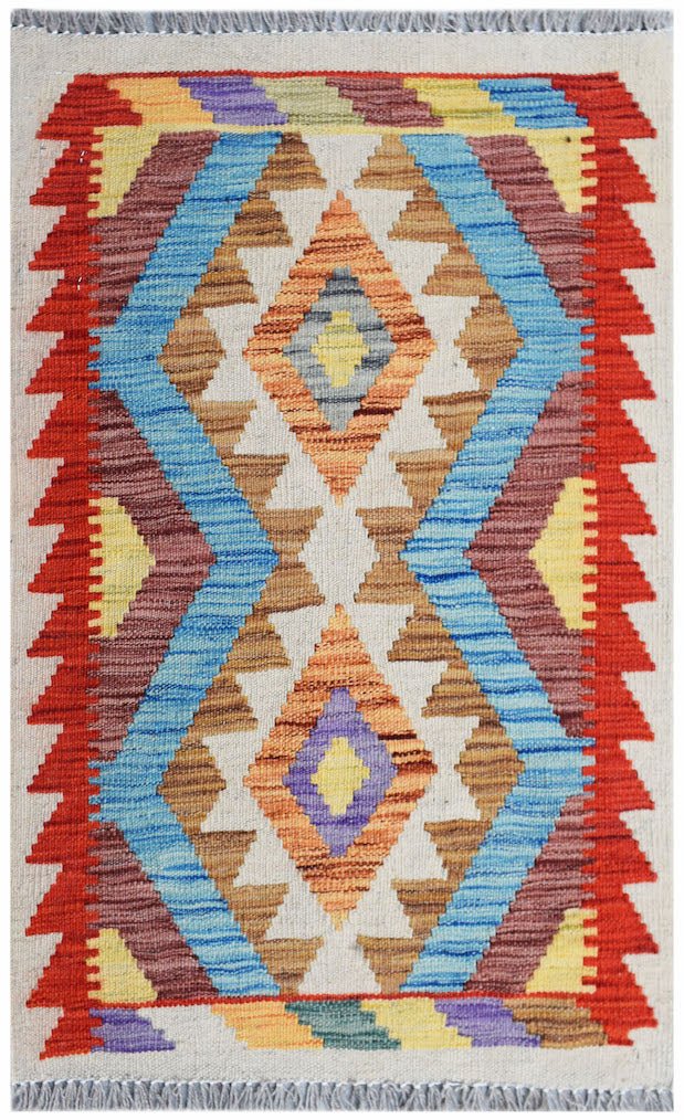 Handmade Mini Afghan Maimana Kilim | 88 x 60 cm | 2'11" x 2' - Najaf Rugs & Textile
