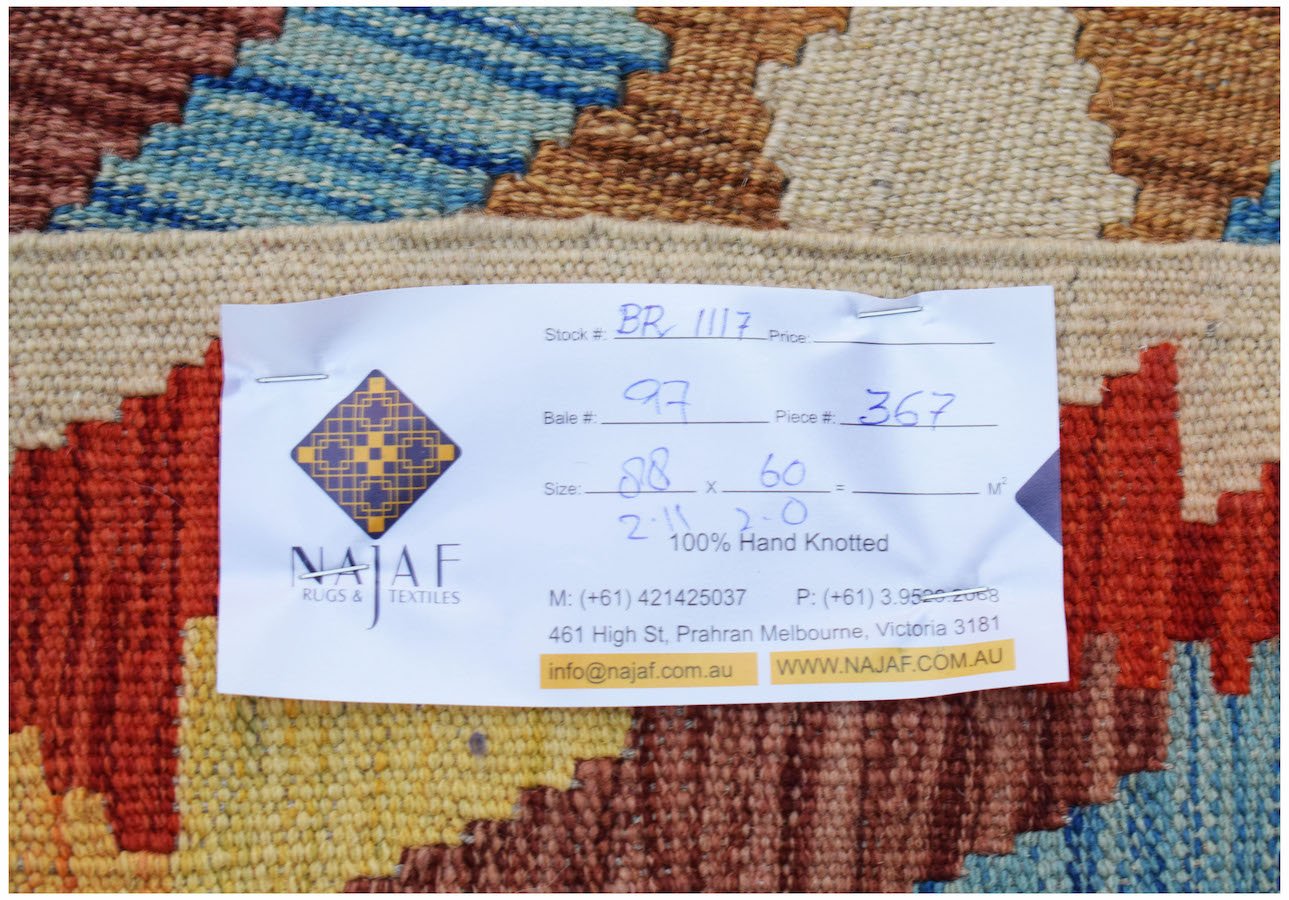 Handmade Mini Afghan Maimana Kilim | 88 x 60 cm | 2'11" x 2' - Najaf Rugs & Textile