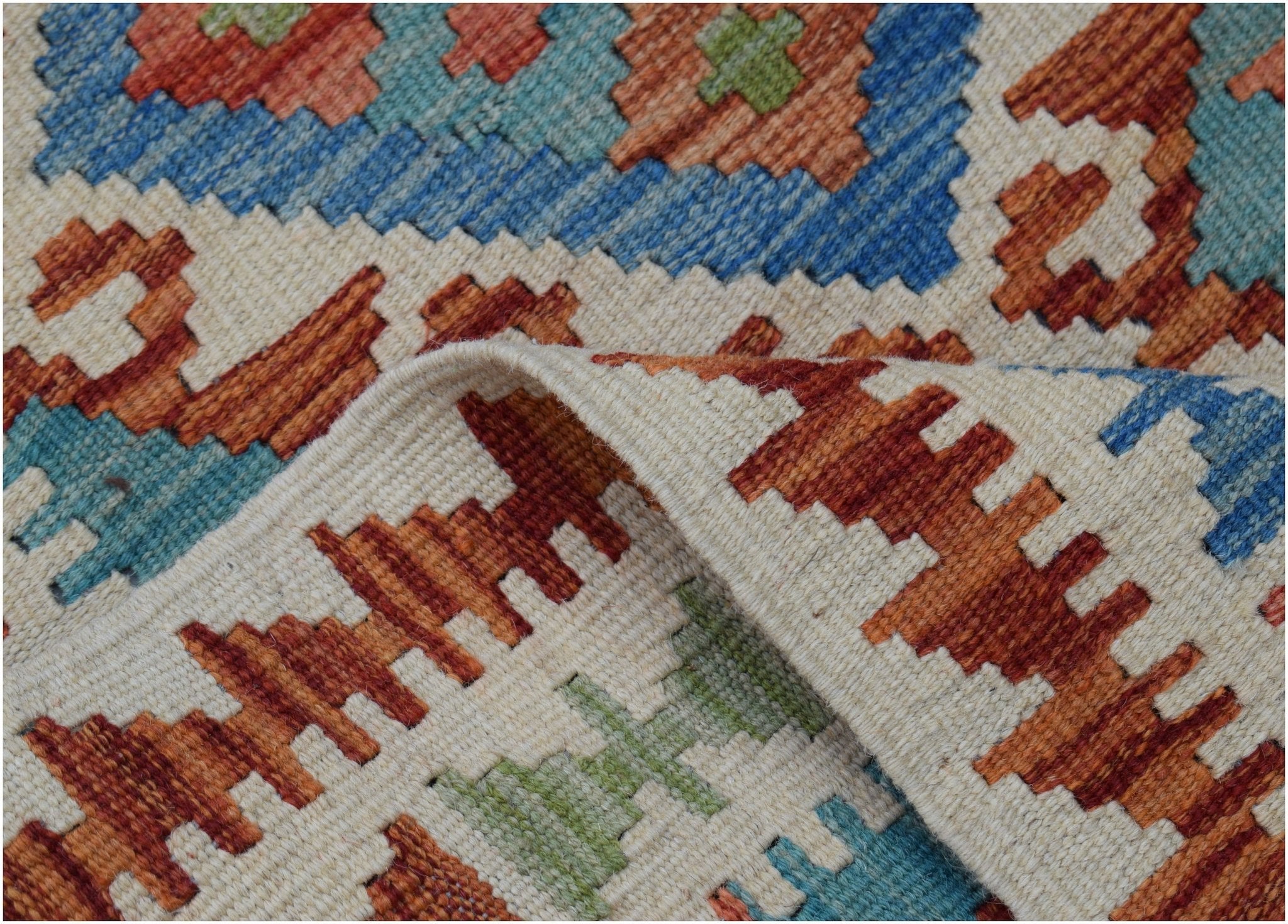 Handmade Mini Afghan Maimana Kilim | 88 x 63 cm | 2'11" x 2'1" - Najaf Rugs & Textile