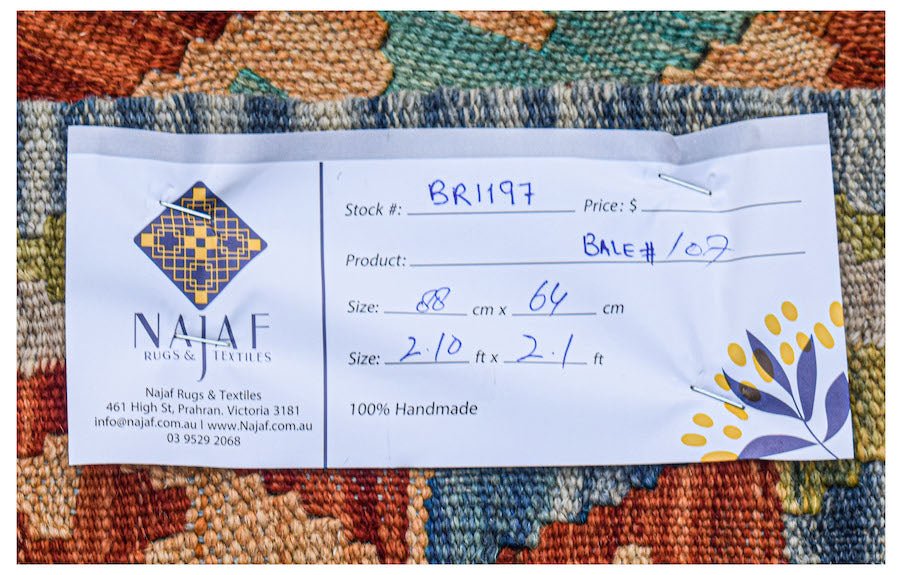 Handmade Mini Afghan Maimana Kilim | 88 x 64 cm | 2'10" x 2'1" - Najaf Rugs & Textile