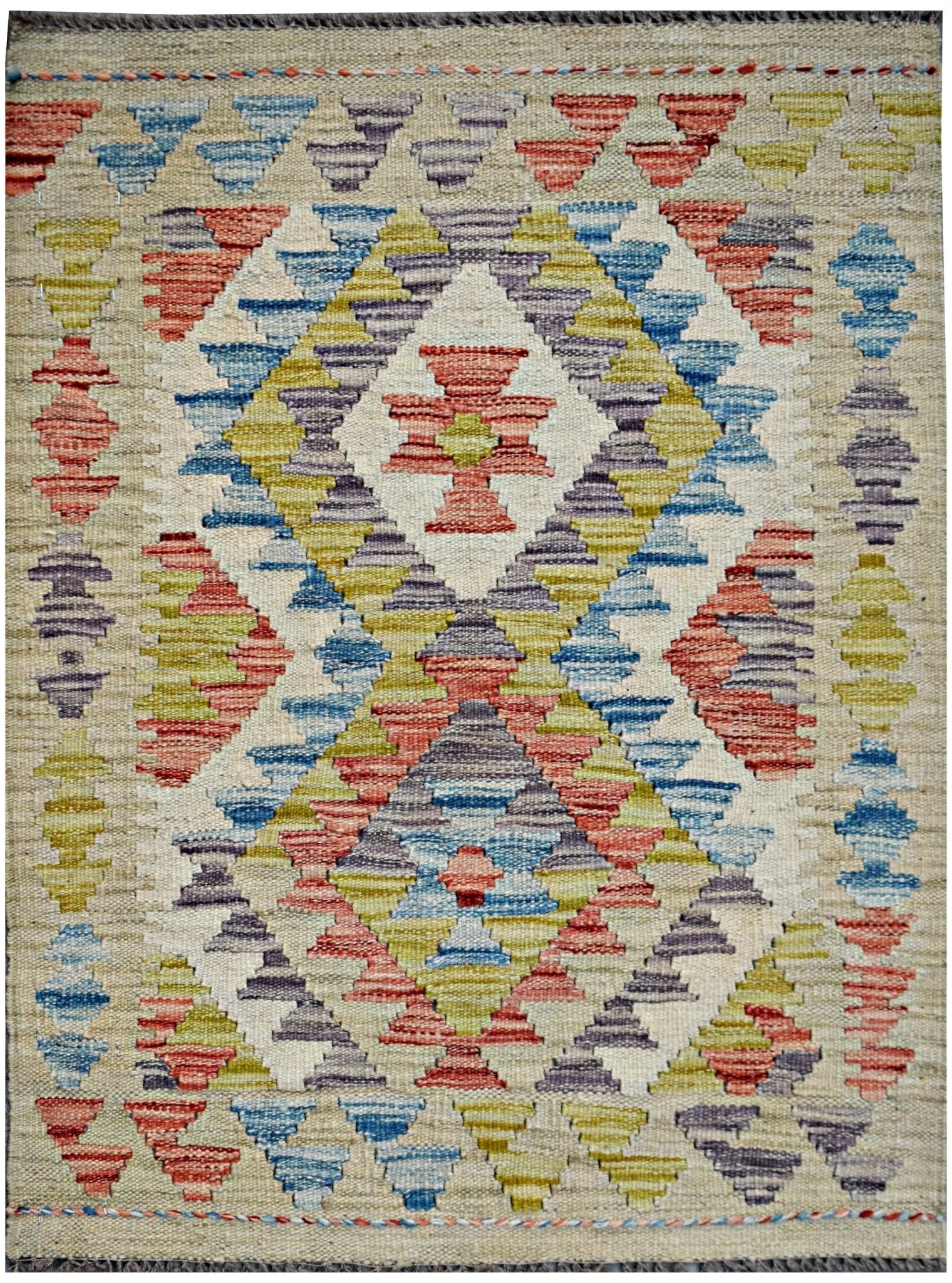 Handmade Mini Afghan Maimana Kilim | 88 x 65 cm | 2'11" x 2'2" - Najaf Rugs & Textile