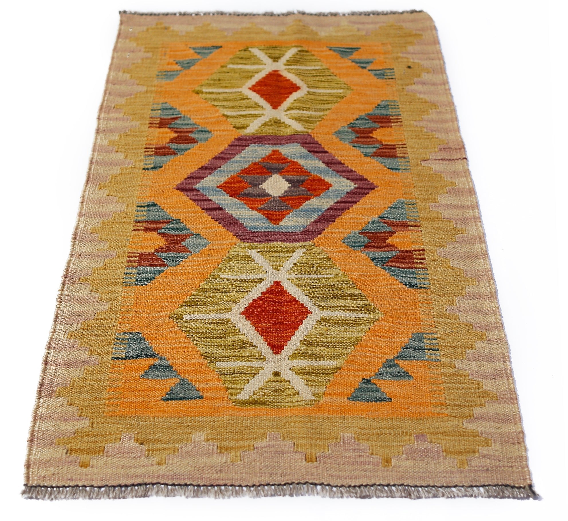 Handmade Mini Afghan Maimana Kilim | 89 x 51 cm | 2'11" x 1'11" - Najaf Rugs & Textile