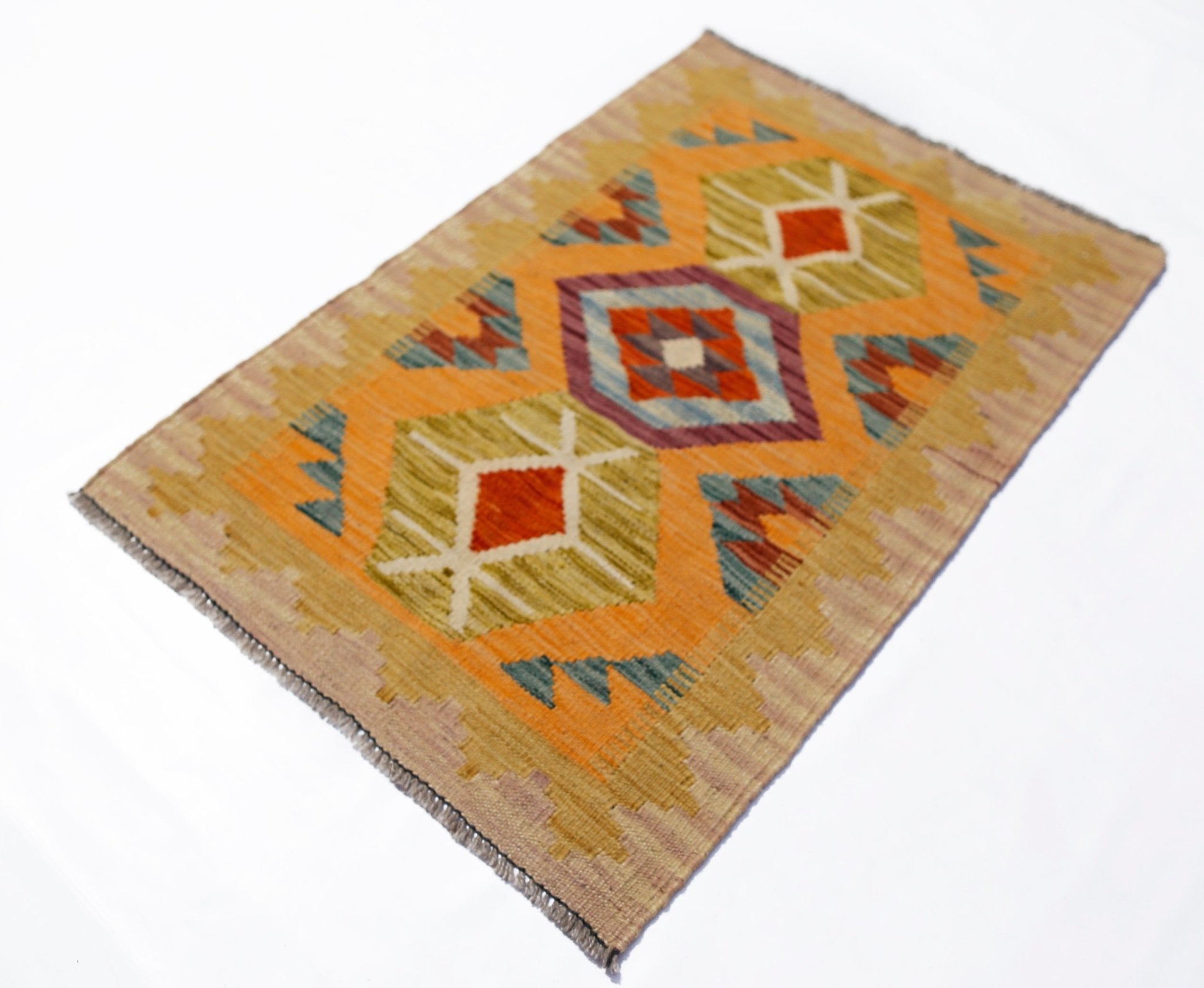 Handmade Mini Afghan Maimana Kilim | 89 x 51 cm | 2'11" x 1'11" - Najaf Rugs & Textile
