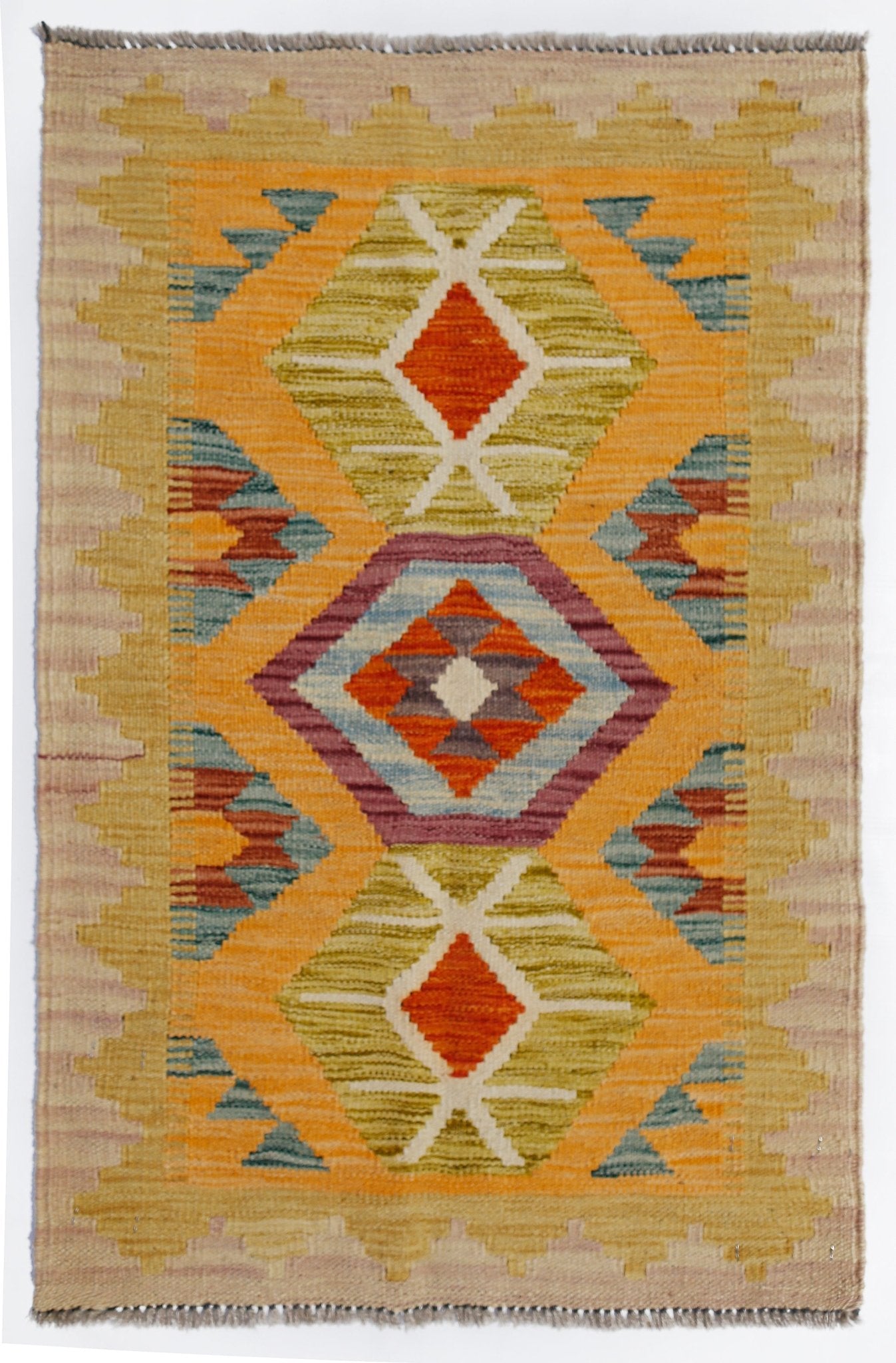 Handmade Mini Afghan Maimana Kilim | 89 x 51 cm | 2'11" x 1'11" - Najaf Rugs & Textile