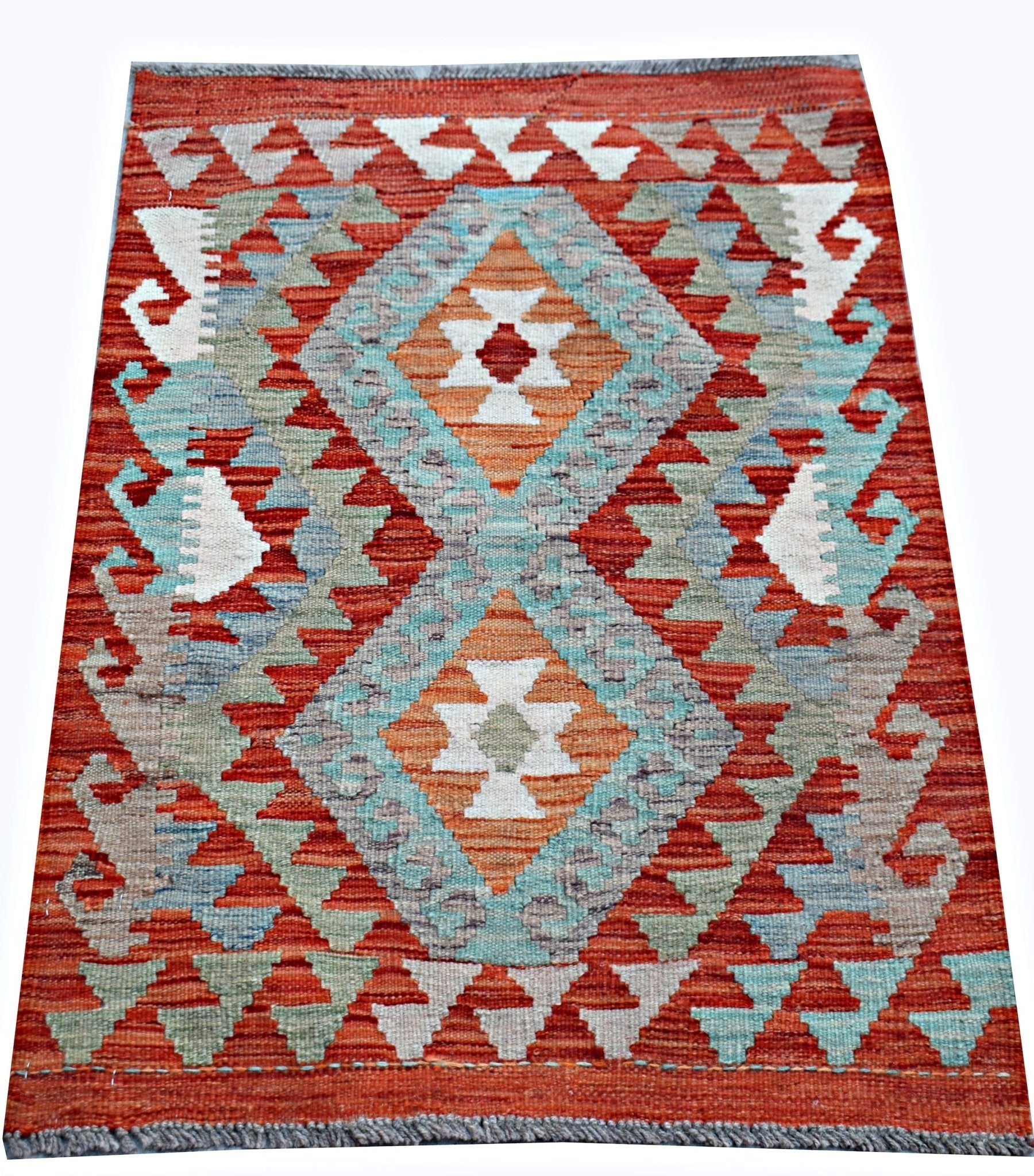 Handmade Mini Afghan Maimana Kilim | 89 x 66 cm | 2'11" x 2'2" - Najaf Rugs & Textile