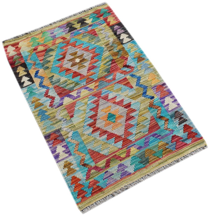 Handmade Mini Afghan Maimana Kilim | 90 x 60 cm | 3' x 2' - Najaf Rugs & Textile