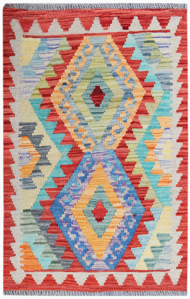 Handmade Mini Afghan Maimana Kilim | 90 x 60 cm | 3' x 2' - Najaf Rugs & Textile