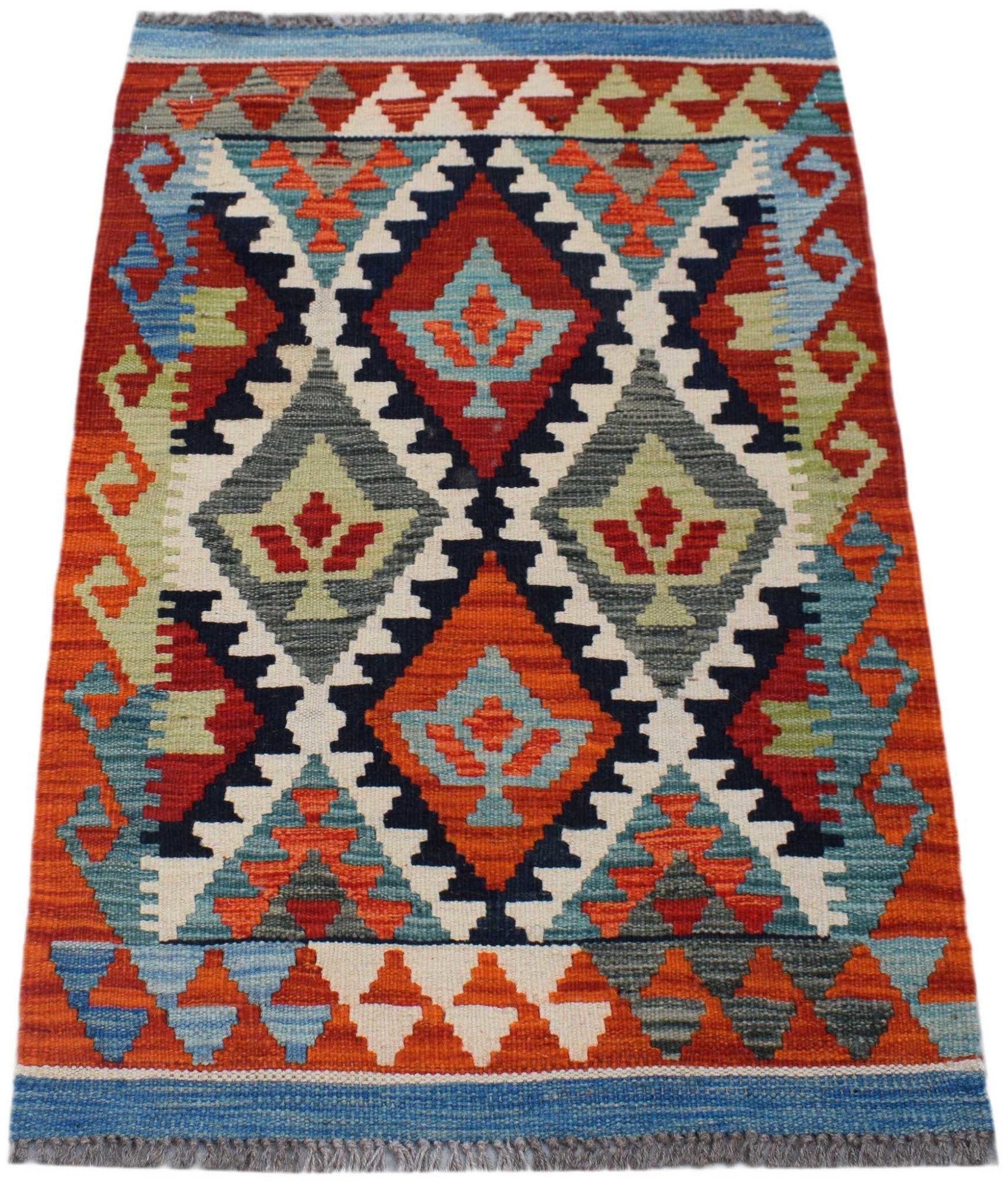 Handmade Mini Afghan Maimana Kilim | 90 x 60 cm | 3' x 2' - Najaf Rugs & Textile
